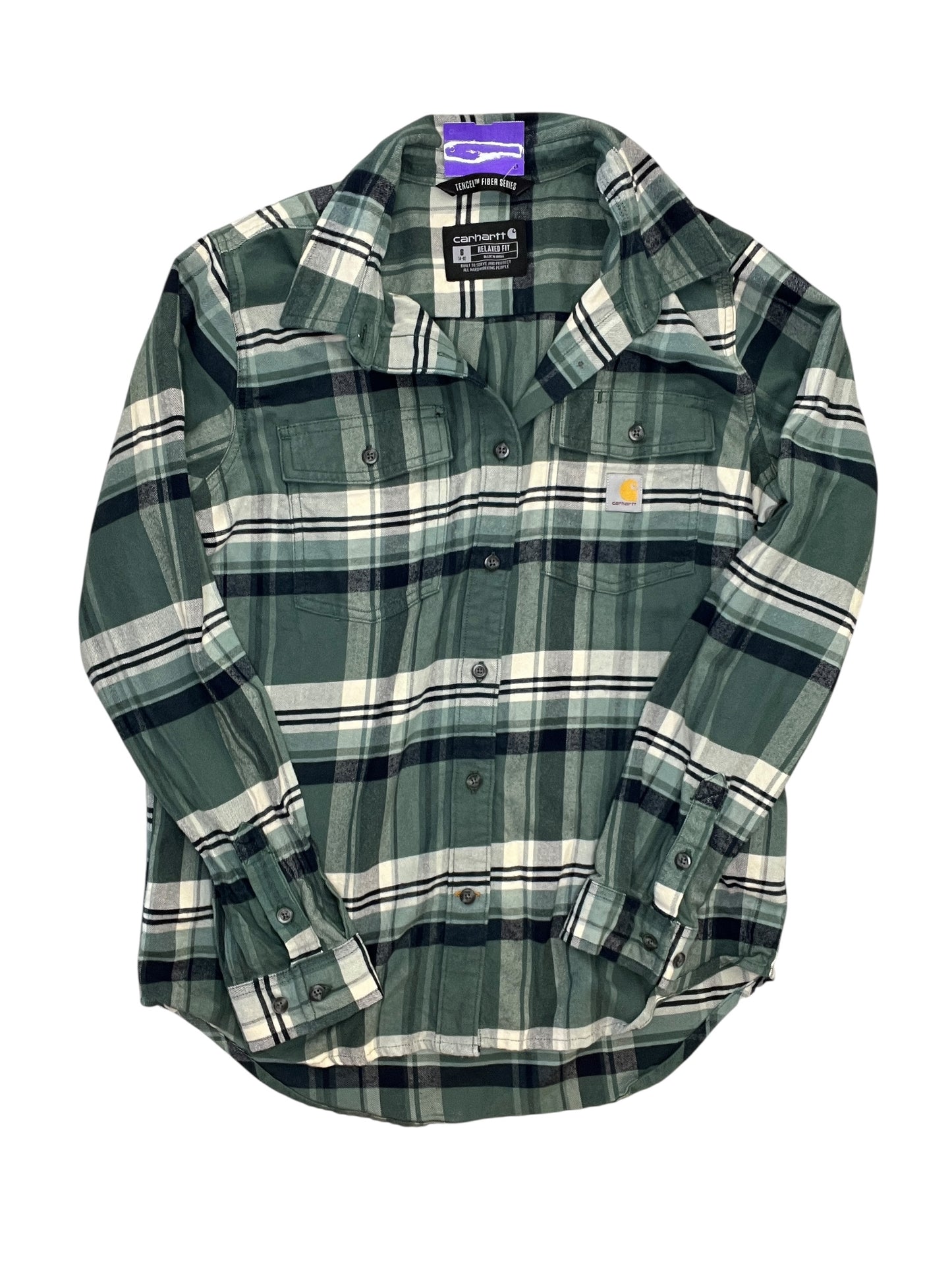 Top Ls By Carhartt In Plaid Pattern, Size:S