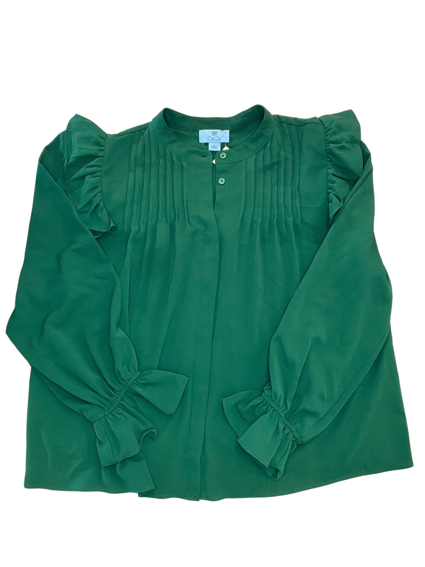 Blouse Ls By Cece In Green, Size:L