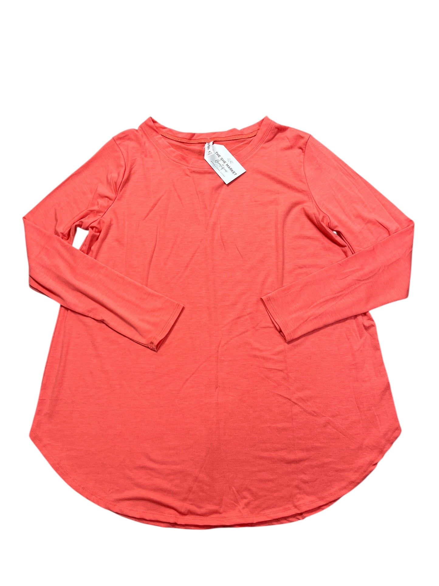 Top Ls Basic By Zenana Outfitters In Peach, Size:1X