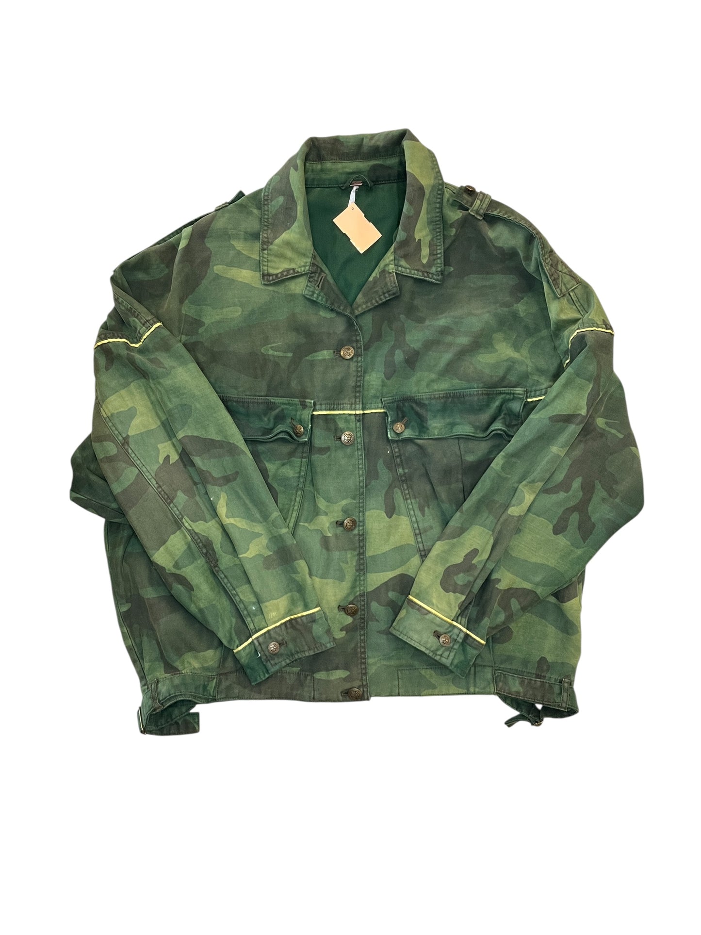 Jacket Moto By Free People In Camouflage Print, Size:L