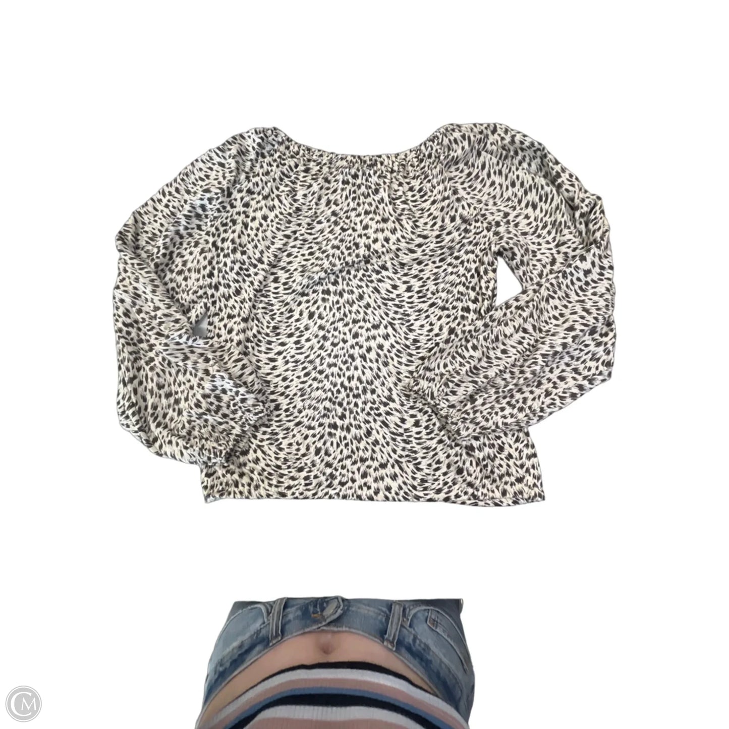 Top Long Sleeve By Anthropologie In Brown & Cream, Size: M