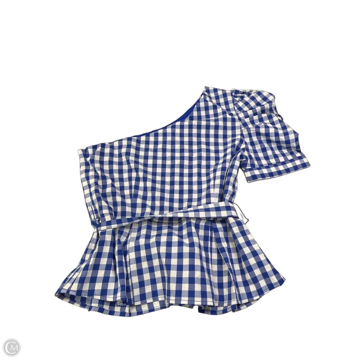Top Short Sleeve By Tcec In Checkered Pattern, Size: L