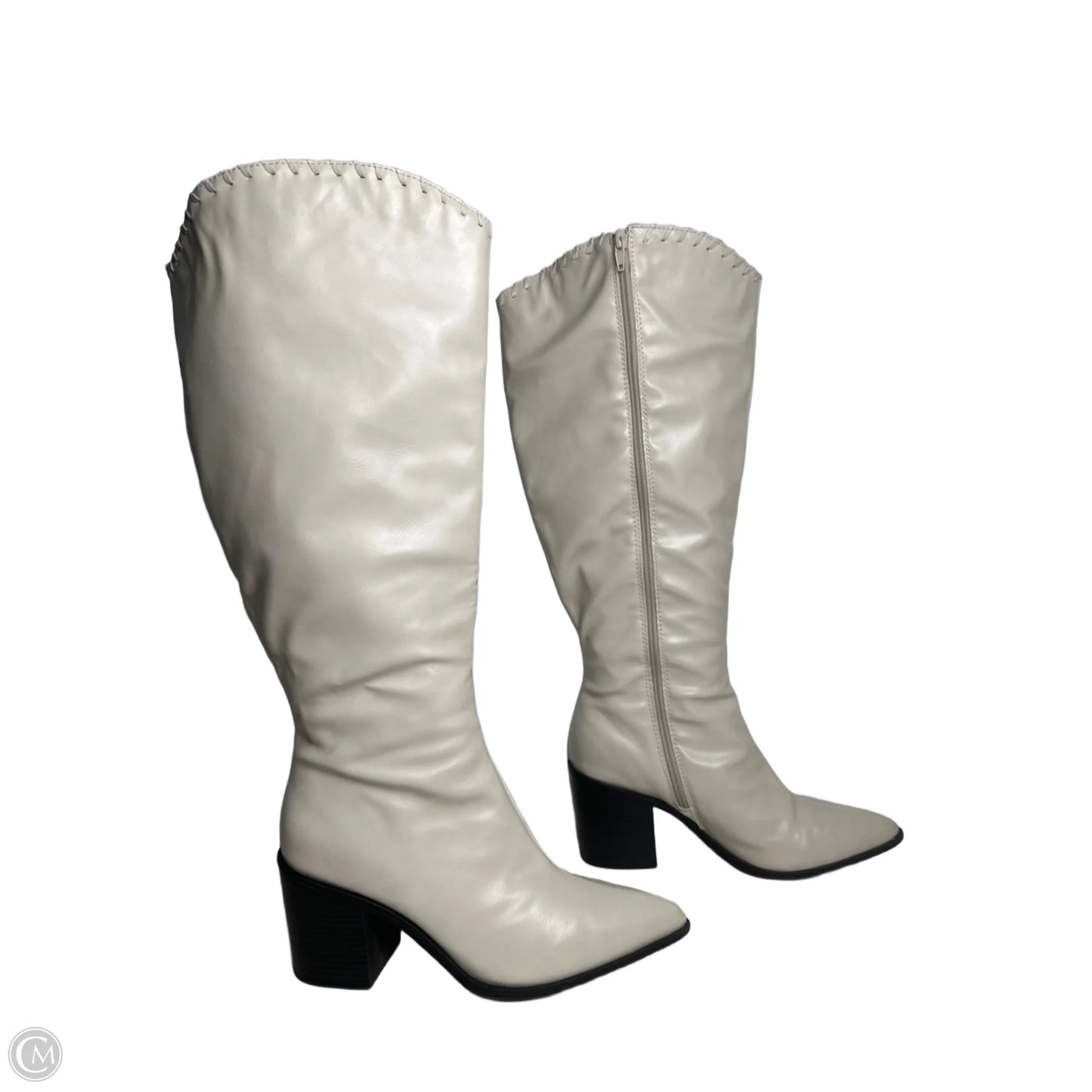 Boots Knee Heels By COMFORT FOAM In Cream, Size: 9