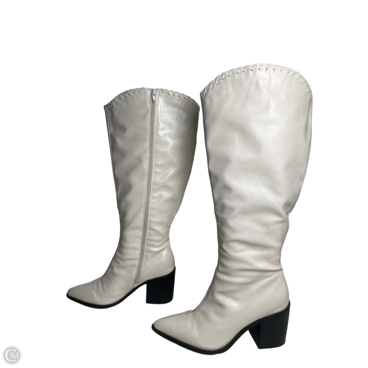 Boots Knee Heels By COMFORT FOAM In Cream, Size: 9
