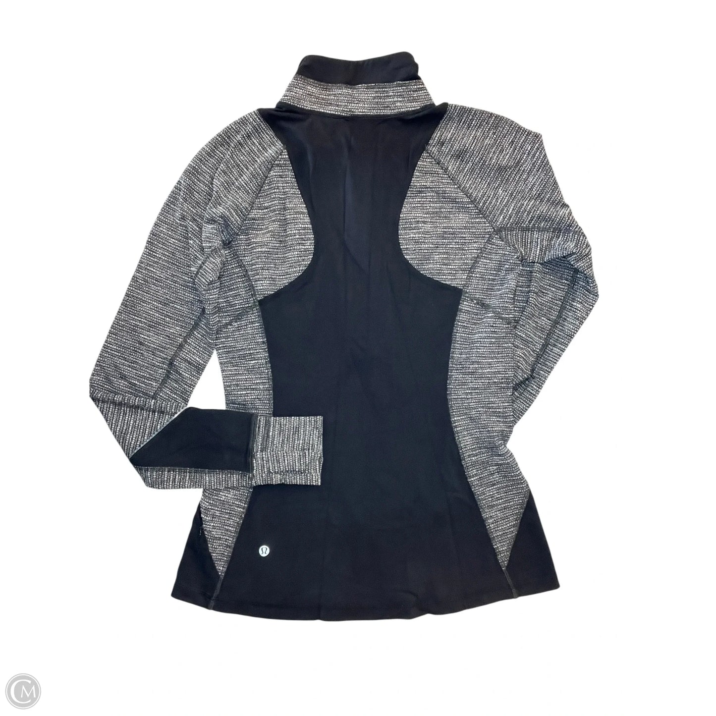Athletic Top Long Sleeve Collar By Lululemon In Black & Grey, Size: M