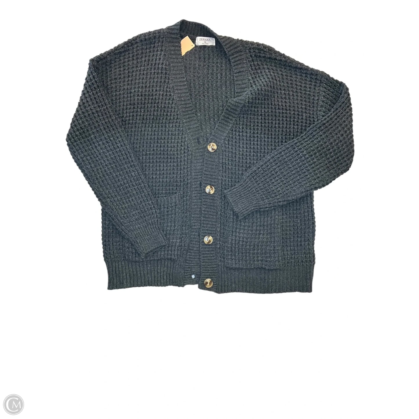 Cardigan By Zenana Outfitters In Grey, Size: 2x