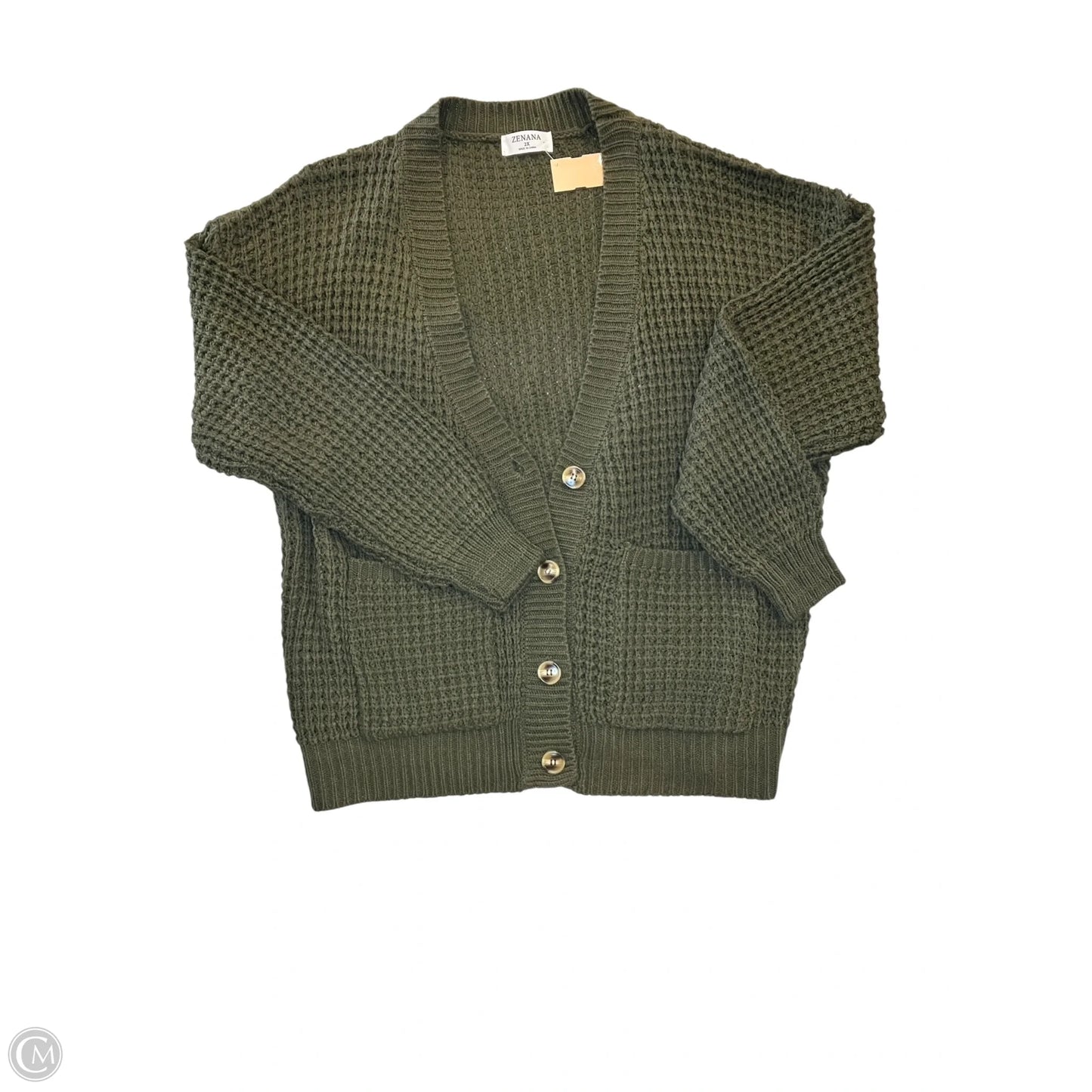 Cardigan By Zenana Outfitters In Green, Size: 2x