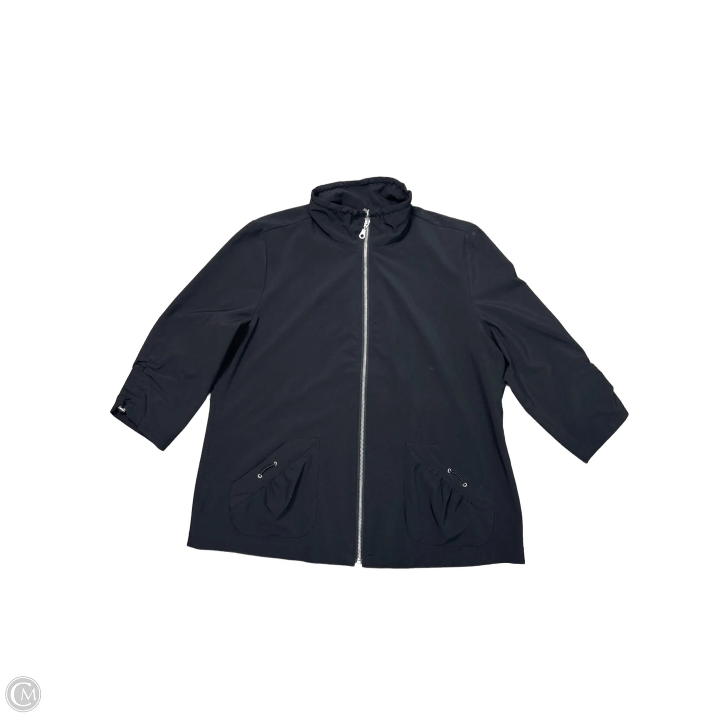 Jacket Windbreaker By Chicos In Black, Size: M