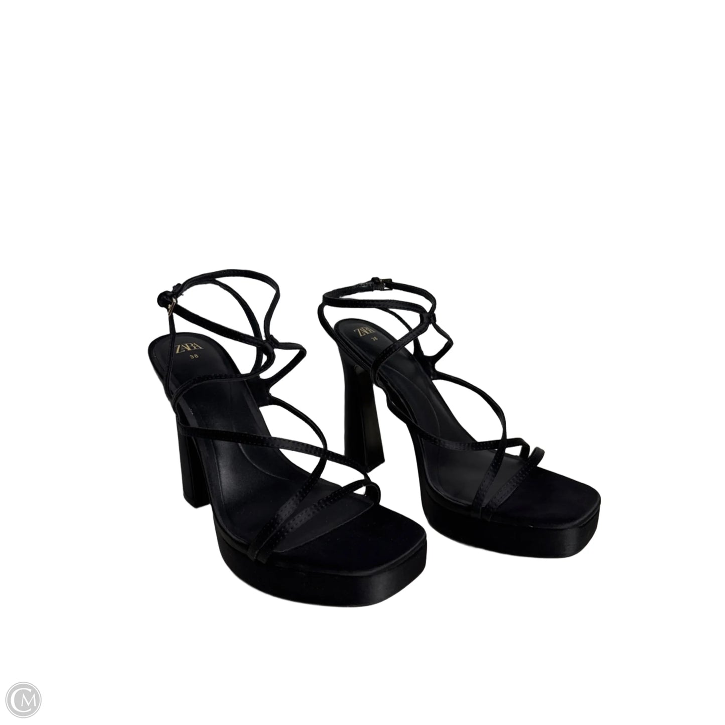 Sandals Heels Block By Zara In Black, Size: 7.5
