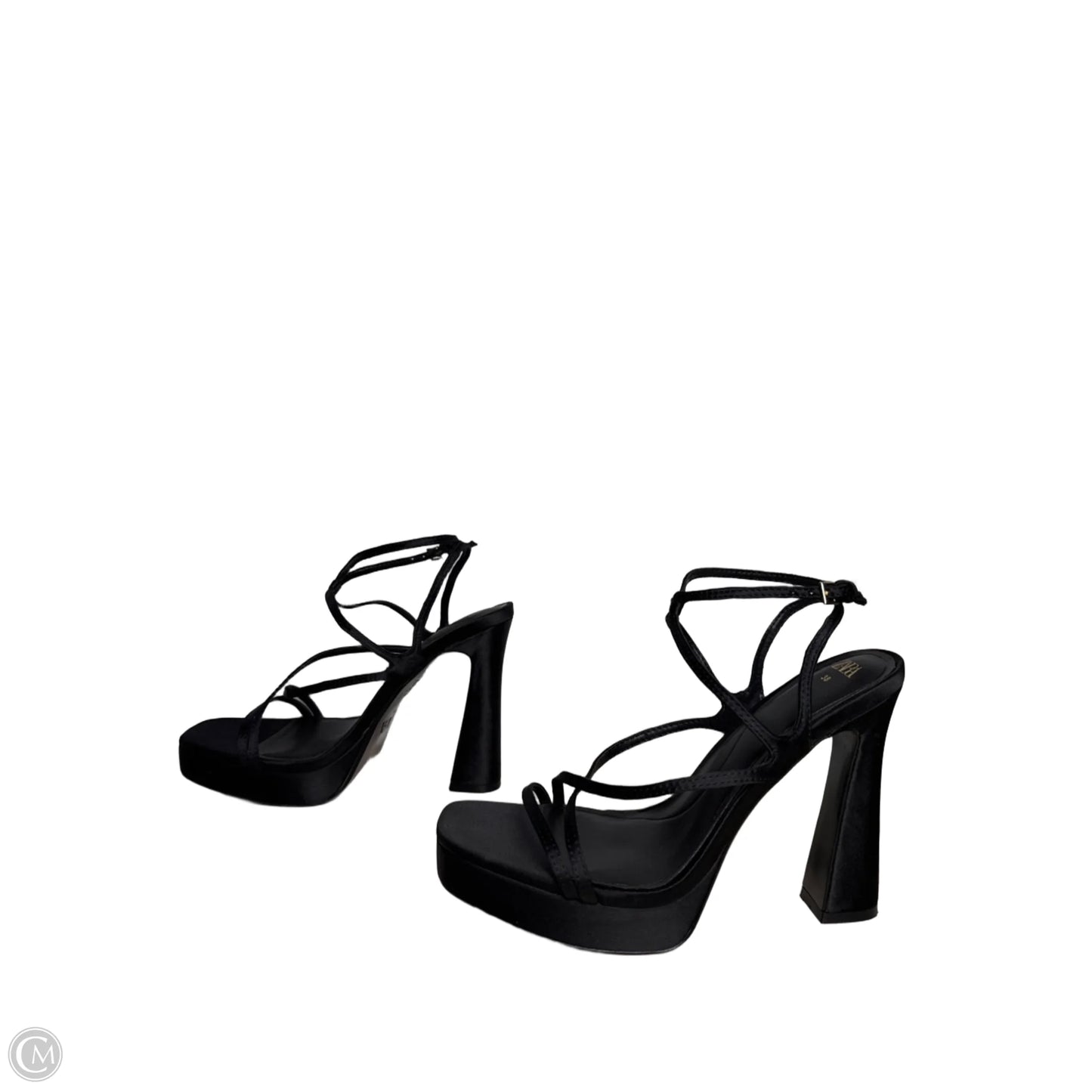 Sandals Heels Block By Zara In Black, Size: 7.5