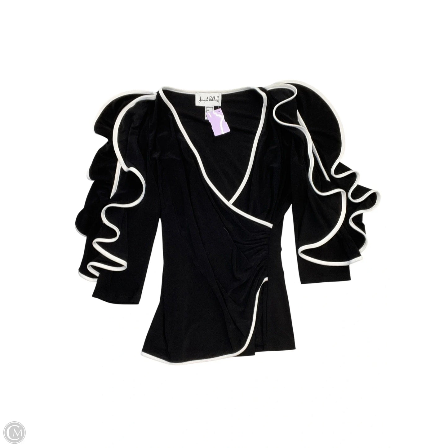 Blouse Short Sleeve By Joseph Ribkoff In Black, Size: S