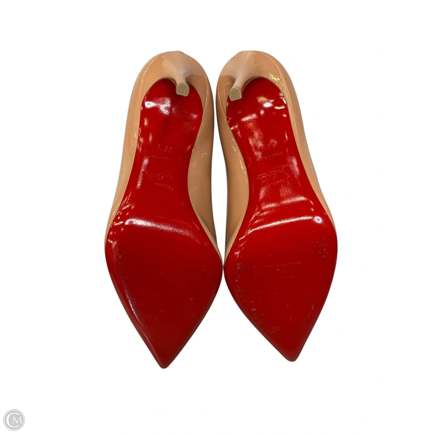 Shoes Luxury Designer By Christian Louboutin In Tan, Size: 8.5