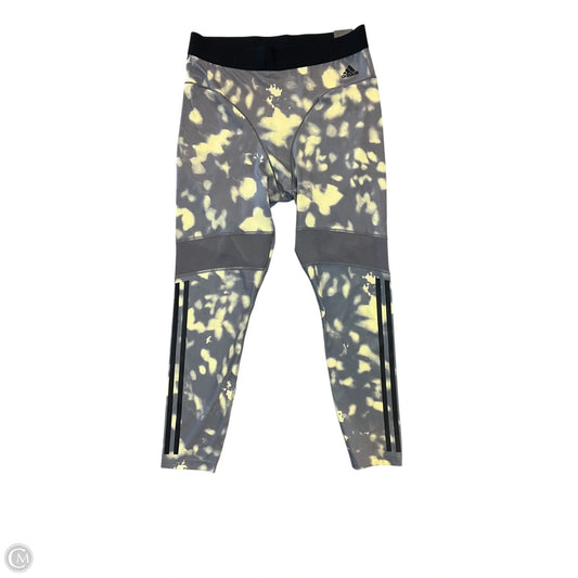 Athletic Leggings By Adidas In Grey & Yellow, Size: L