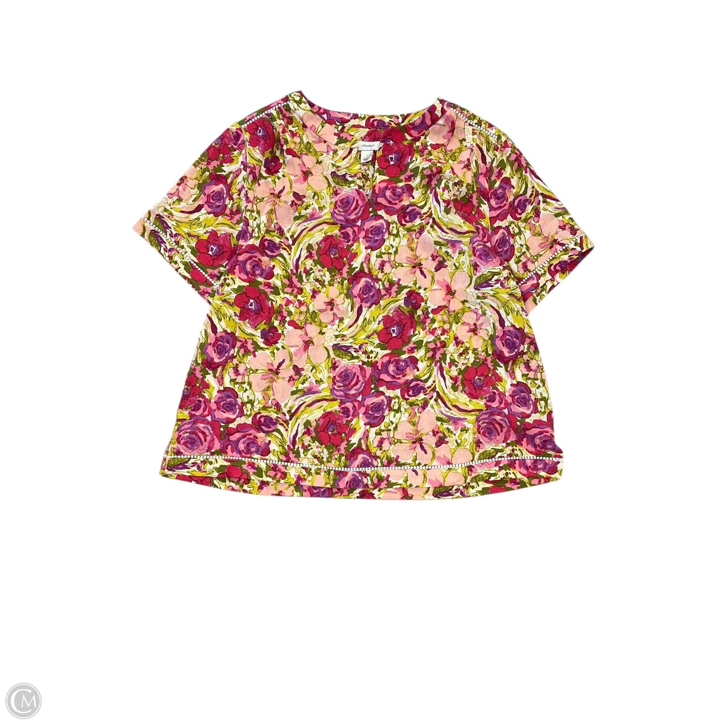 Blouse Short Sleeve By Cj Banks In Floral Print, Size: 1x