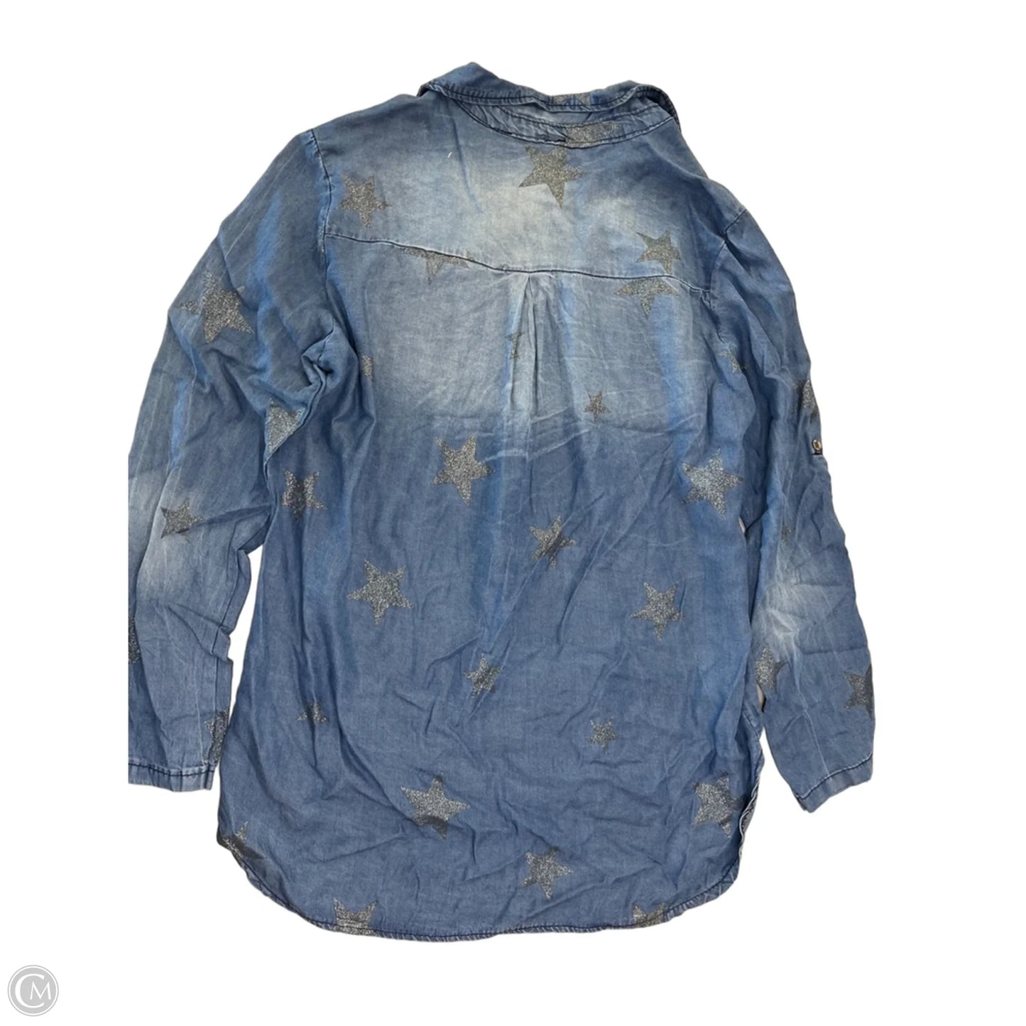 Top Long Sleeve By Venti6 In Blue Denim, Size: S