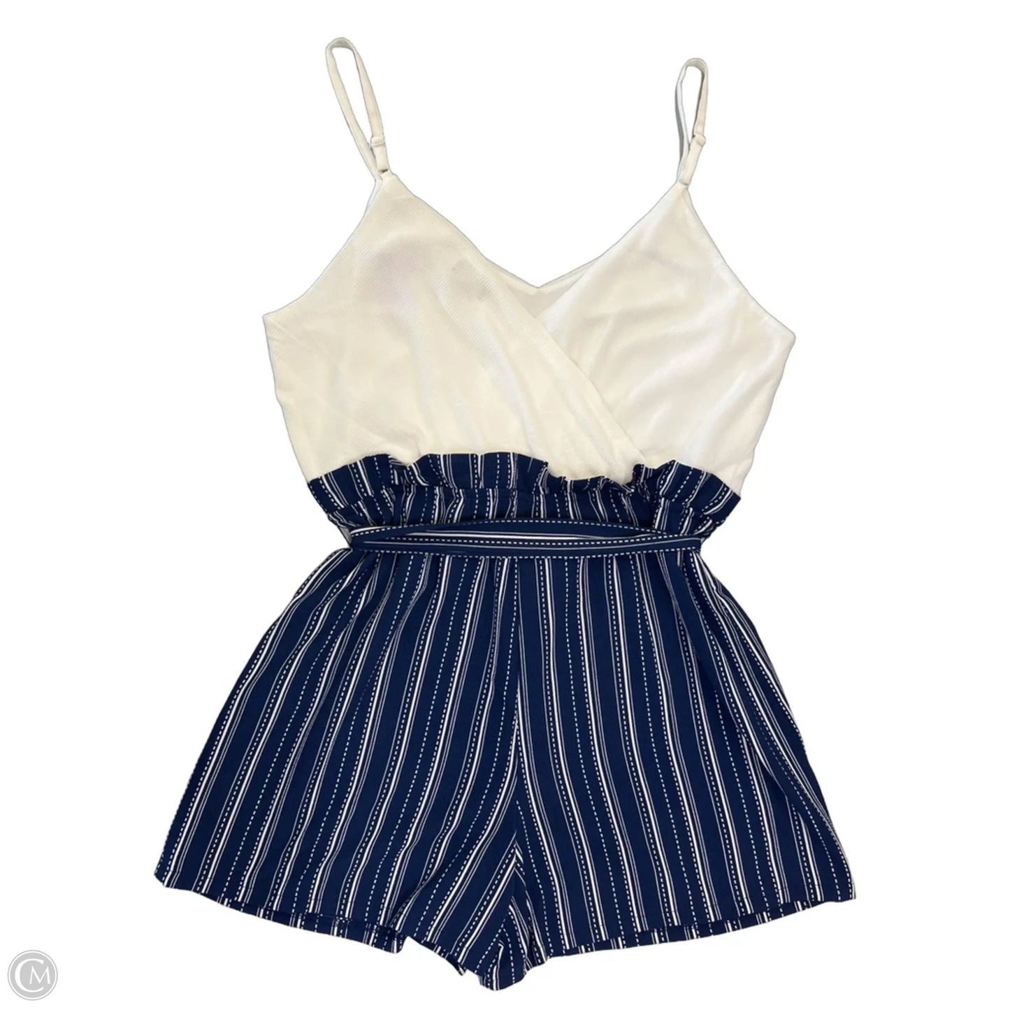 Romper By Lily Rose In Blue & White, Size: Xl