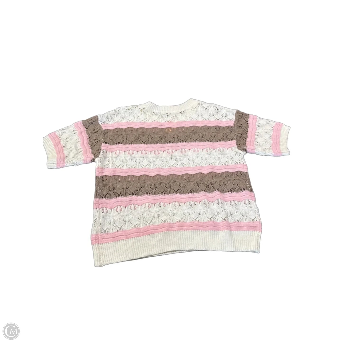 Sweater Short Sleeve By Clothes Mentor In Brown & Cream, Size: S