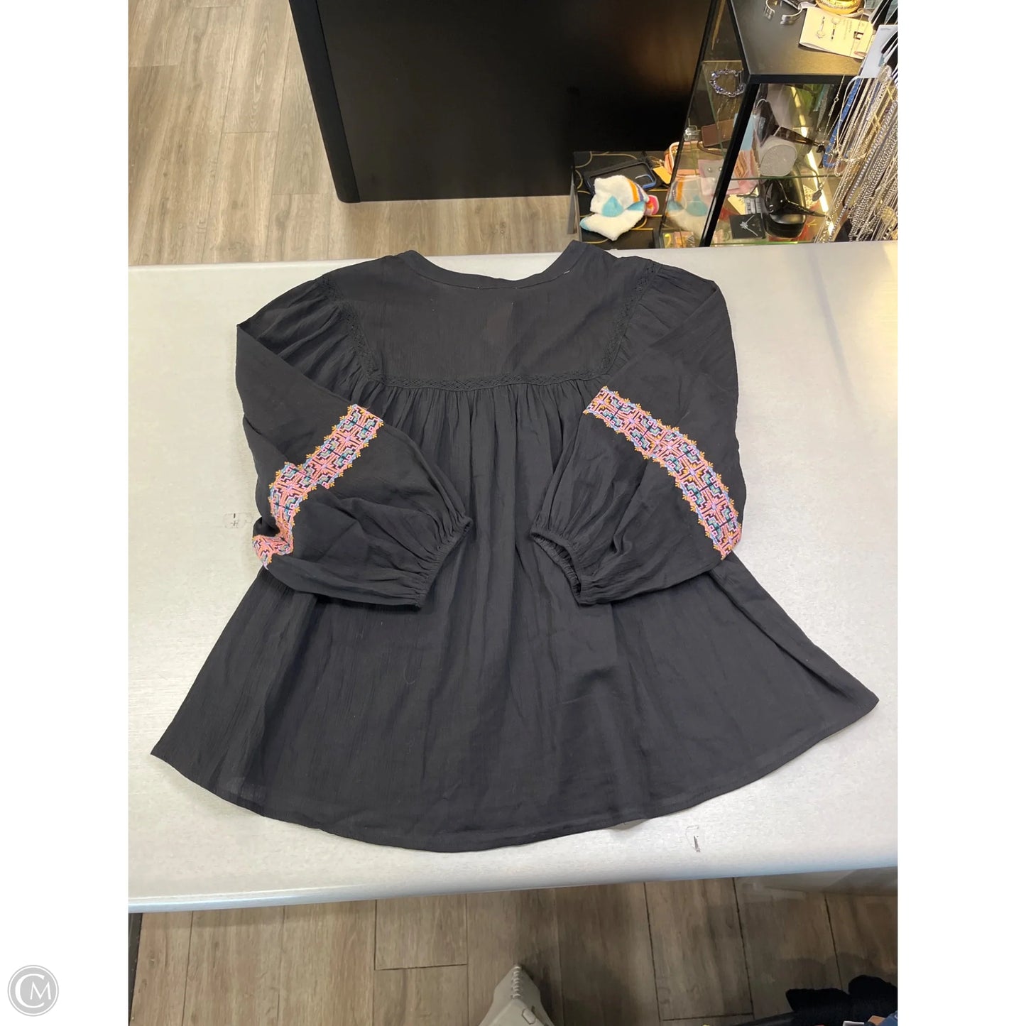 Top 3/4 Sleeve By Easel In Black, Size: L