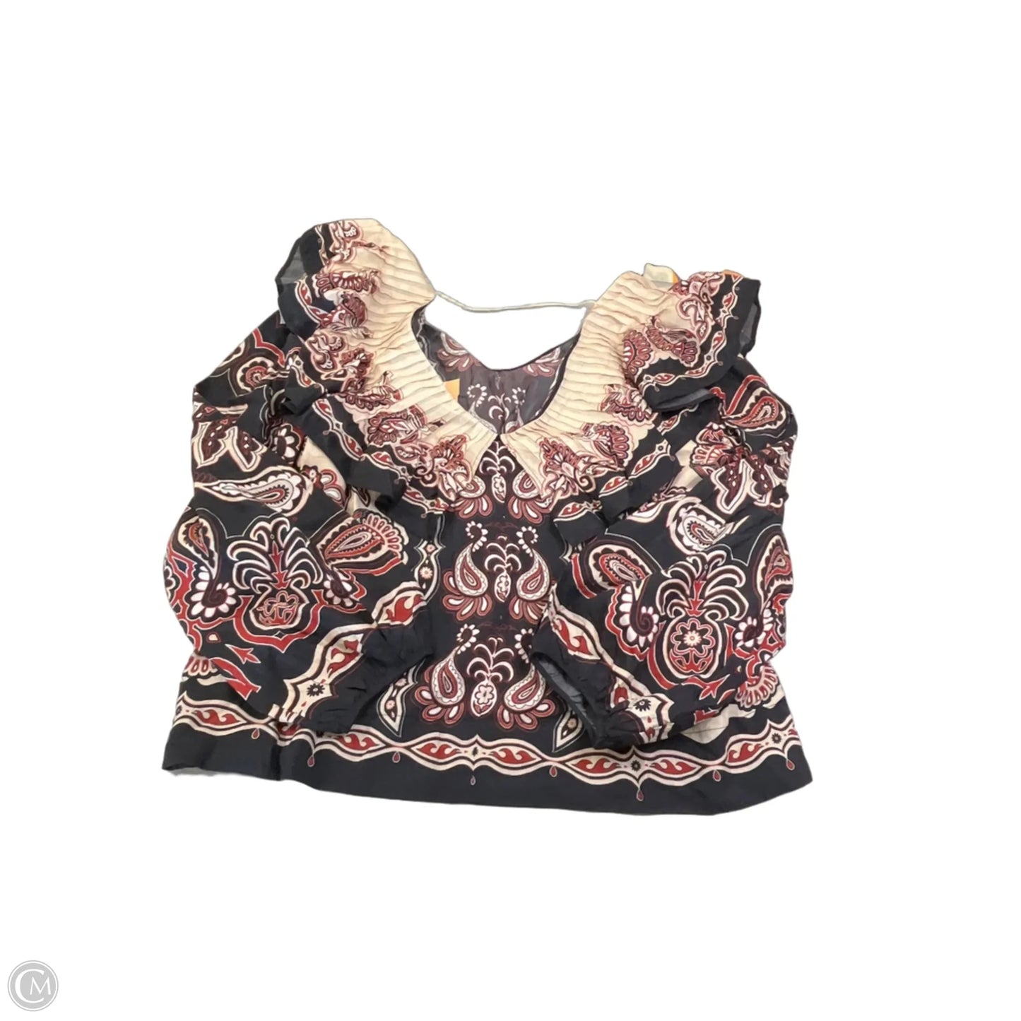 Blouse Long Sleeve By Farm Rio In Cream & Red, Size: Xl