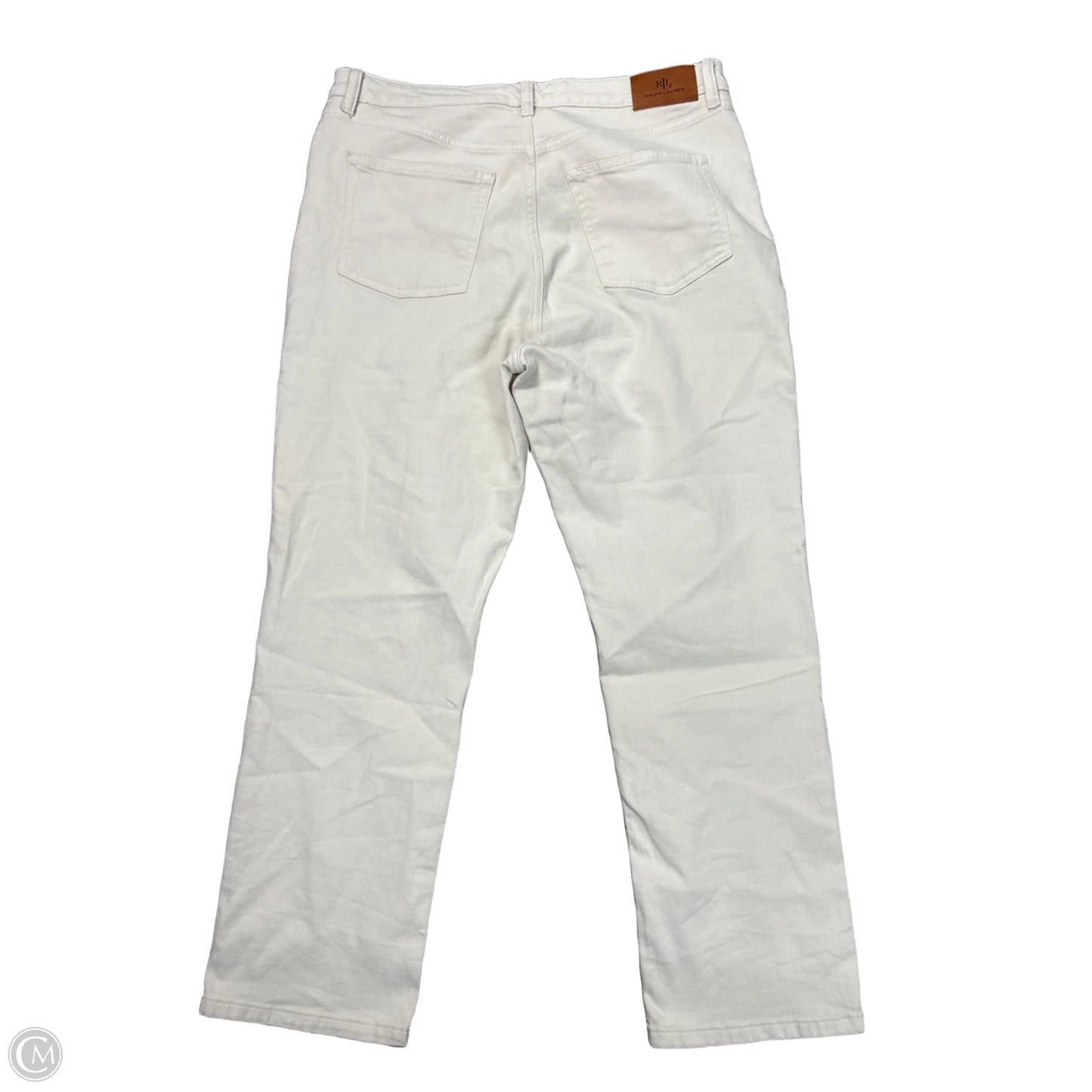 Jeans Straight By Ralph Lauren Black Label In Cream Denim, Size: 14