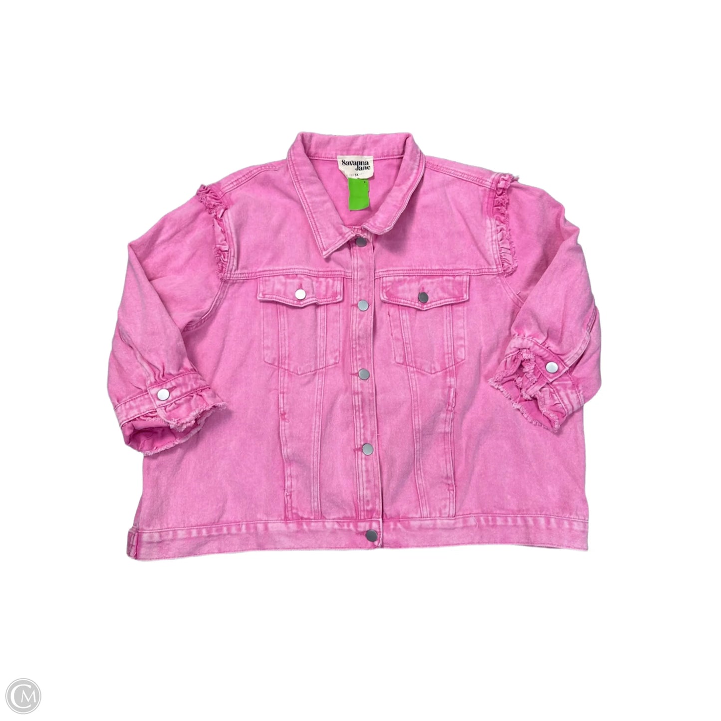 Jacket Denim By Savanna Jane In Pink, Size: 3x
