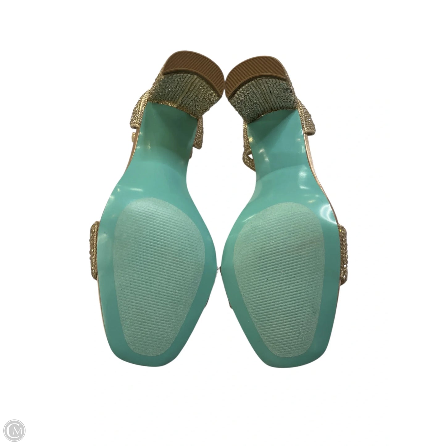 Sandals Heels Block By Betsey Johnson In Gold, Size: 8