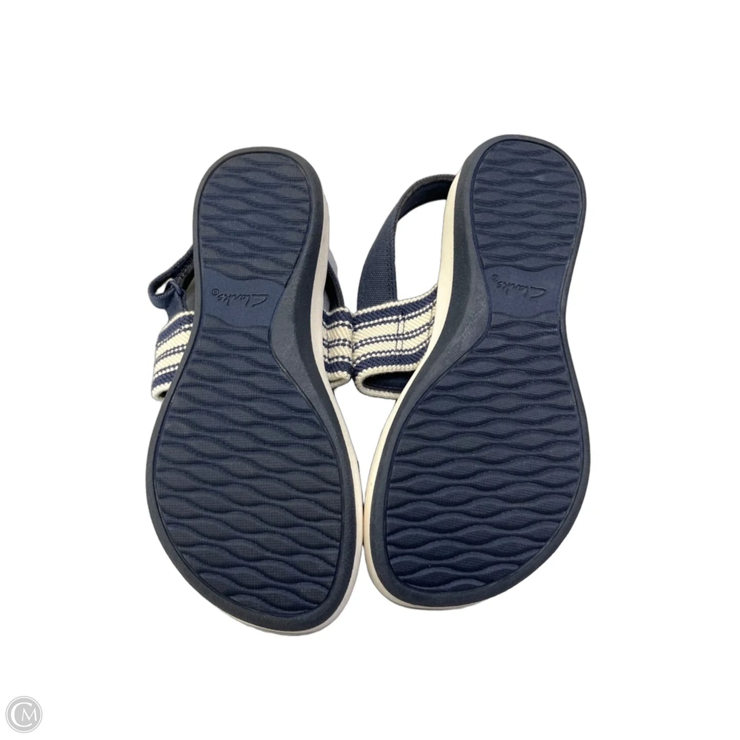 Sandals Flats By Clarks In Blue & Cream, Size: 6.5