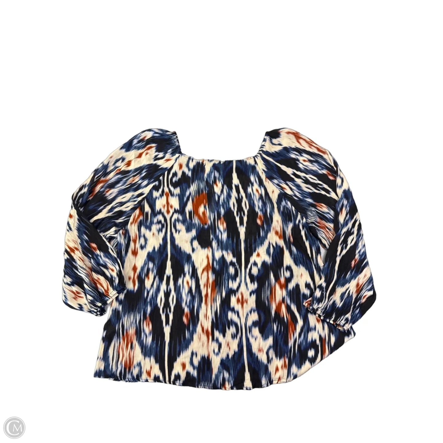 Top Long Sleeve By Liverpool In Blue & Cream, Size: Xl