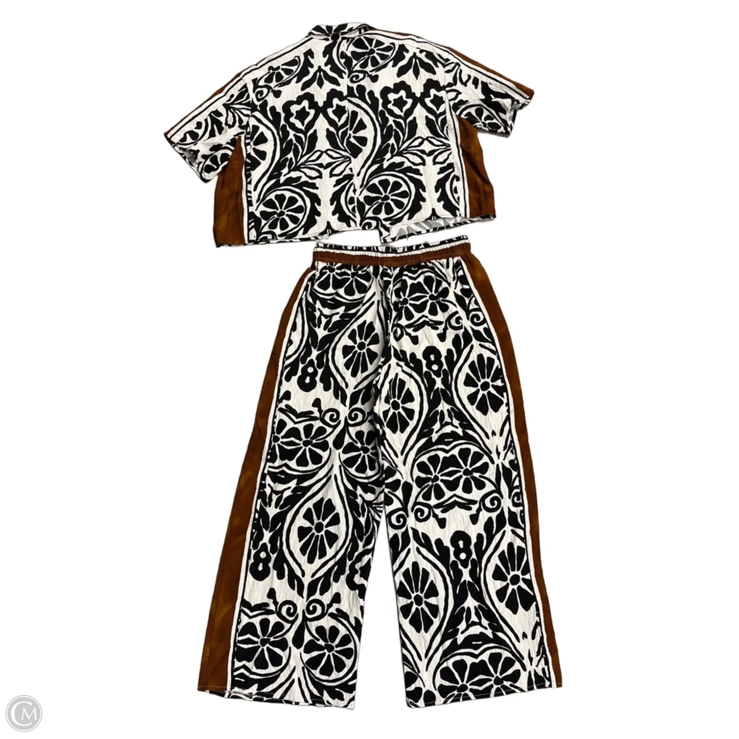 Top 2pc Short Sleeve By Gigio In Black & Brown, Size: L