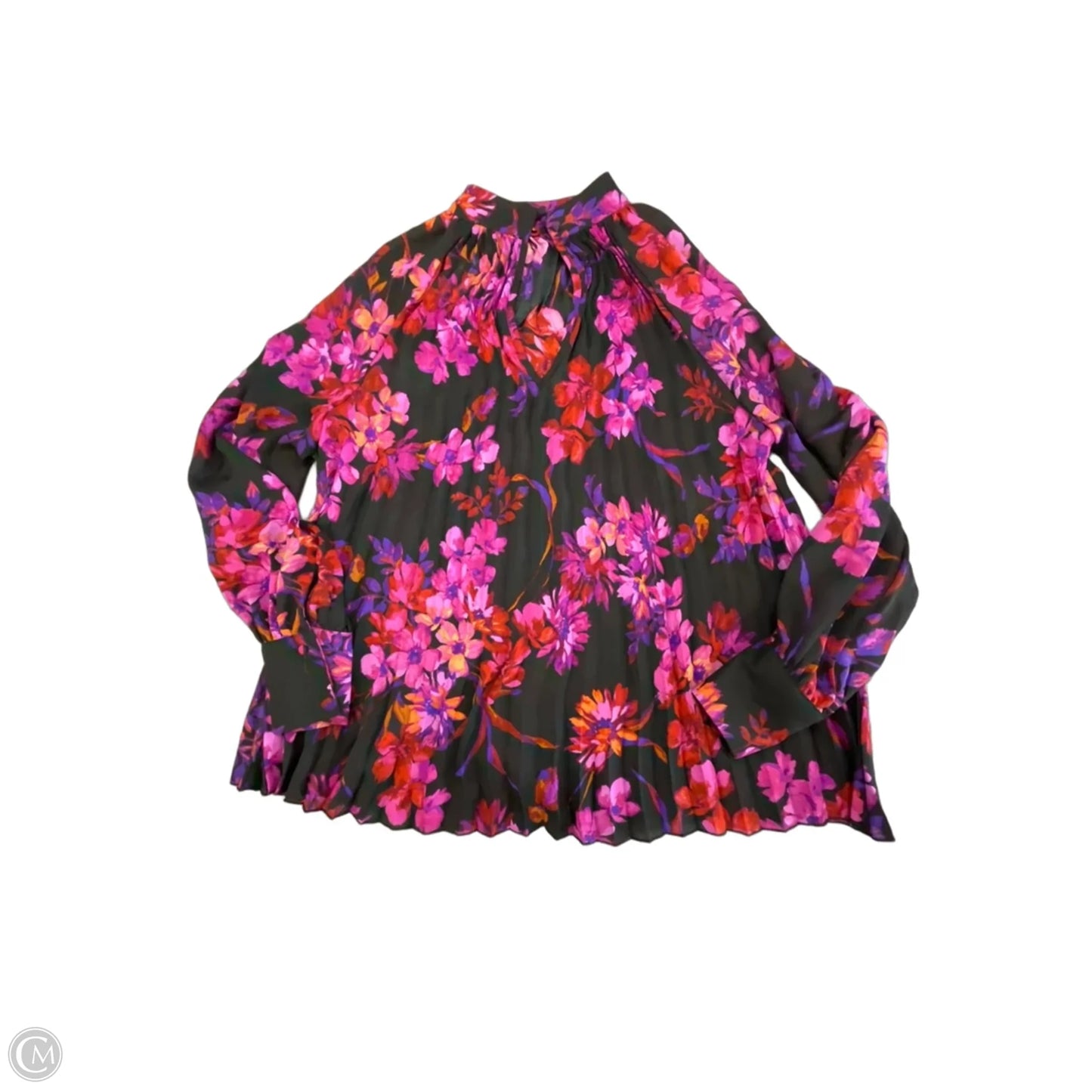 Blouse Long Sleeve By Floral & Ivy In Black & Pink, Size: S