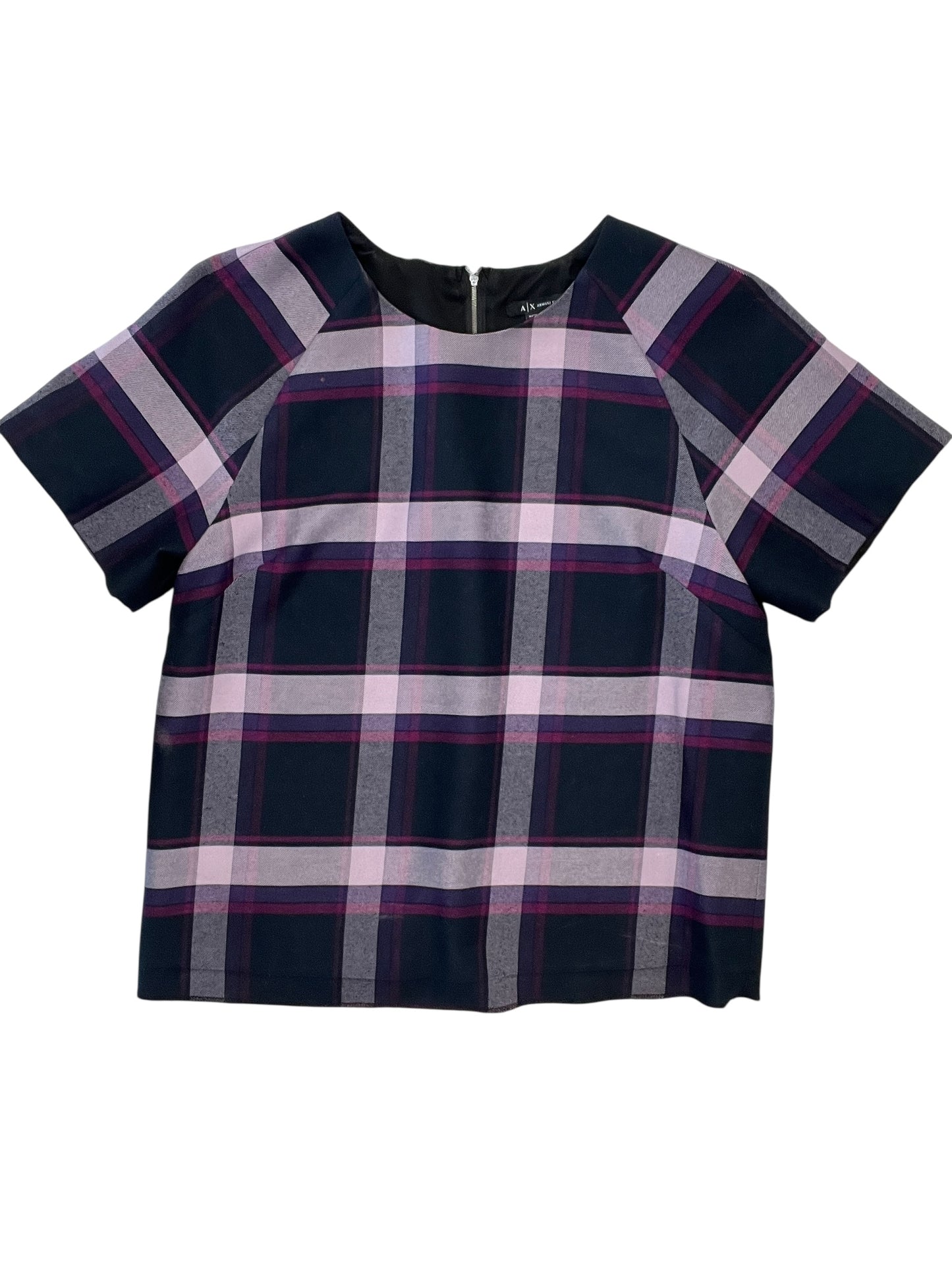 Top Ss By Armani Exchange In Plaid Pattern, Size:S