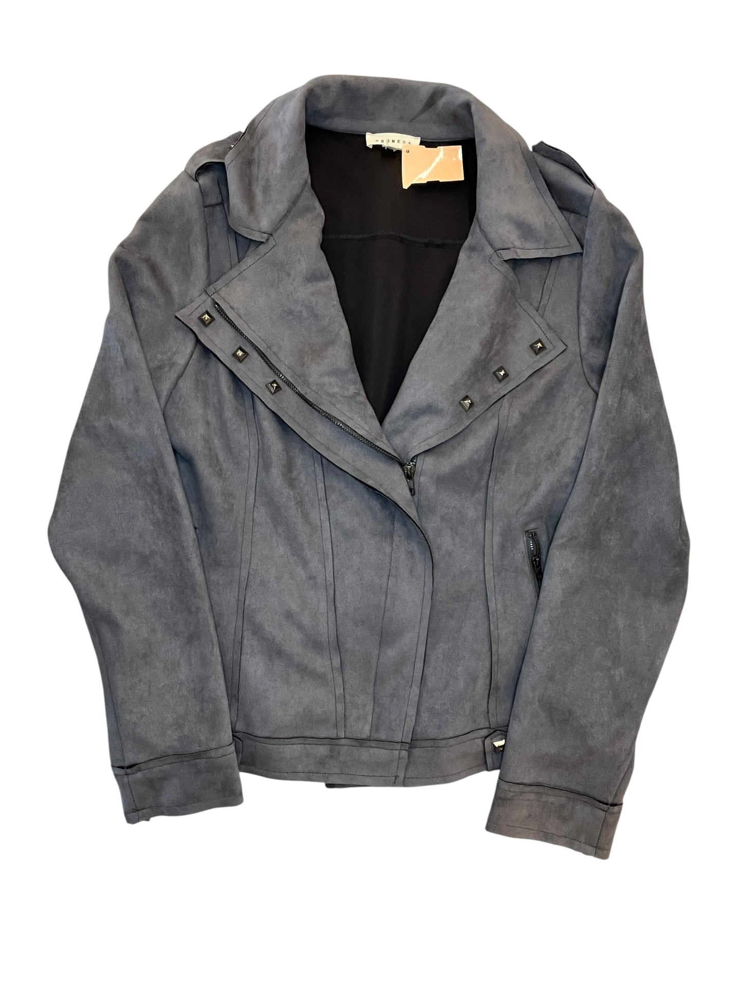 Jacket Moto By Promesa In Grey, Size:L
