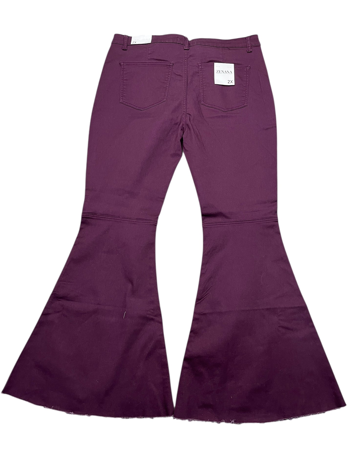 Jeans Flared By Zenana Outfitters In Purple Denim, Size:2X