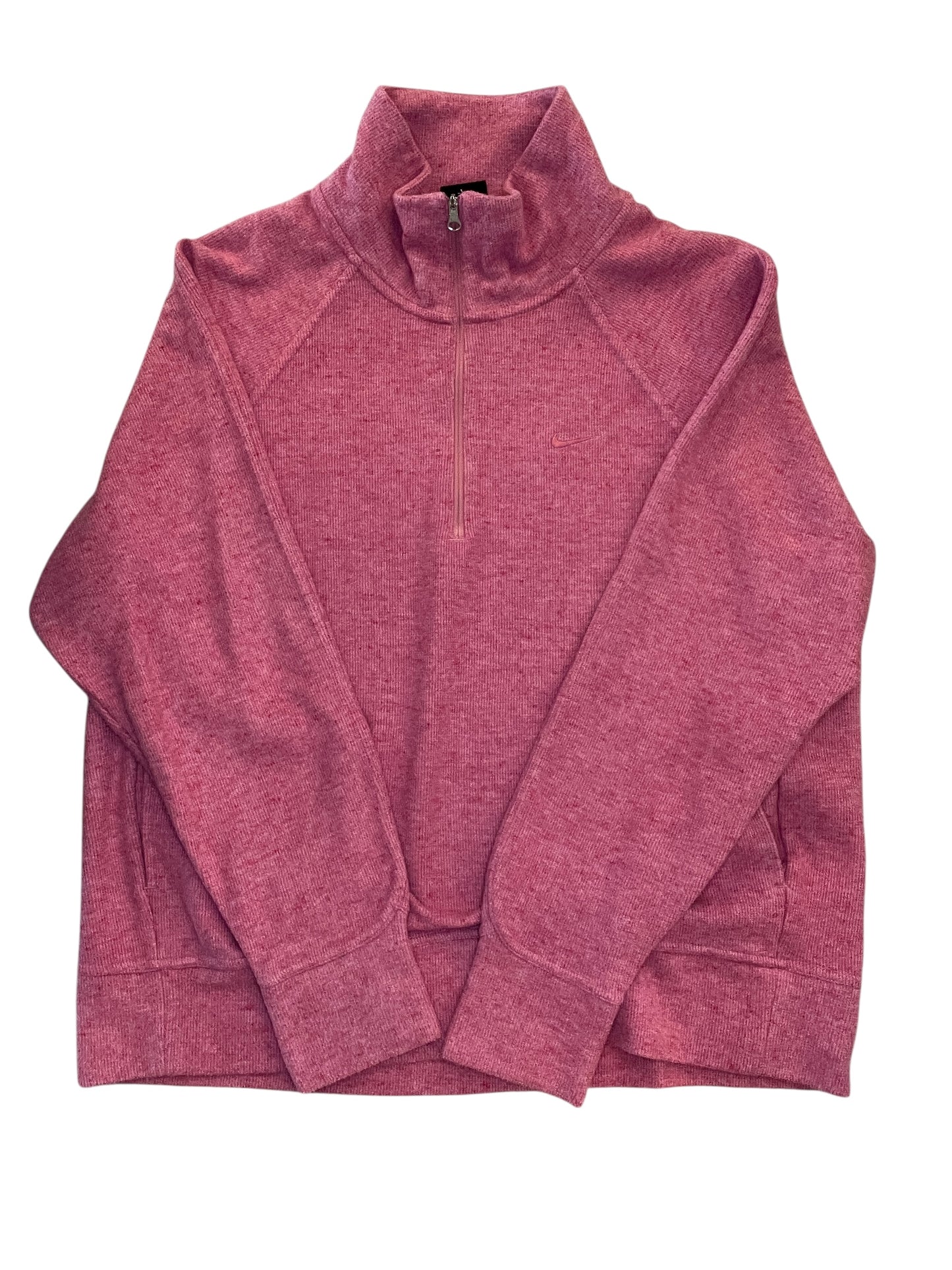 Athletic Top Ls Collar By Nike In Pink, Size:L