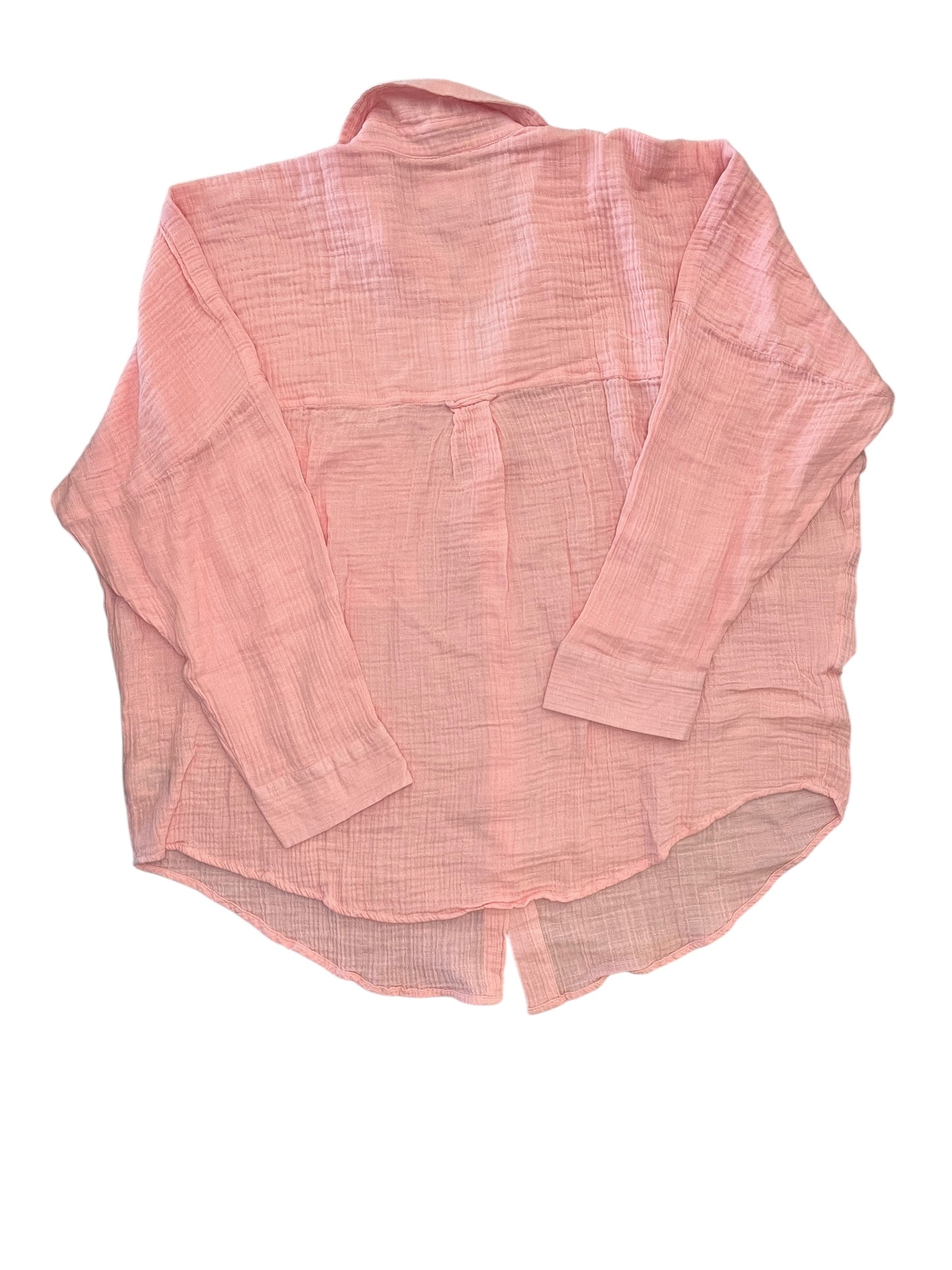 Blouse Ls By American Eagle In Pink, Size:L