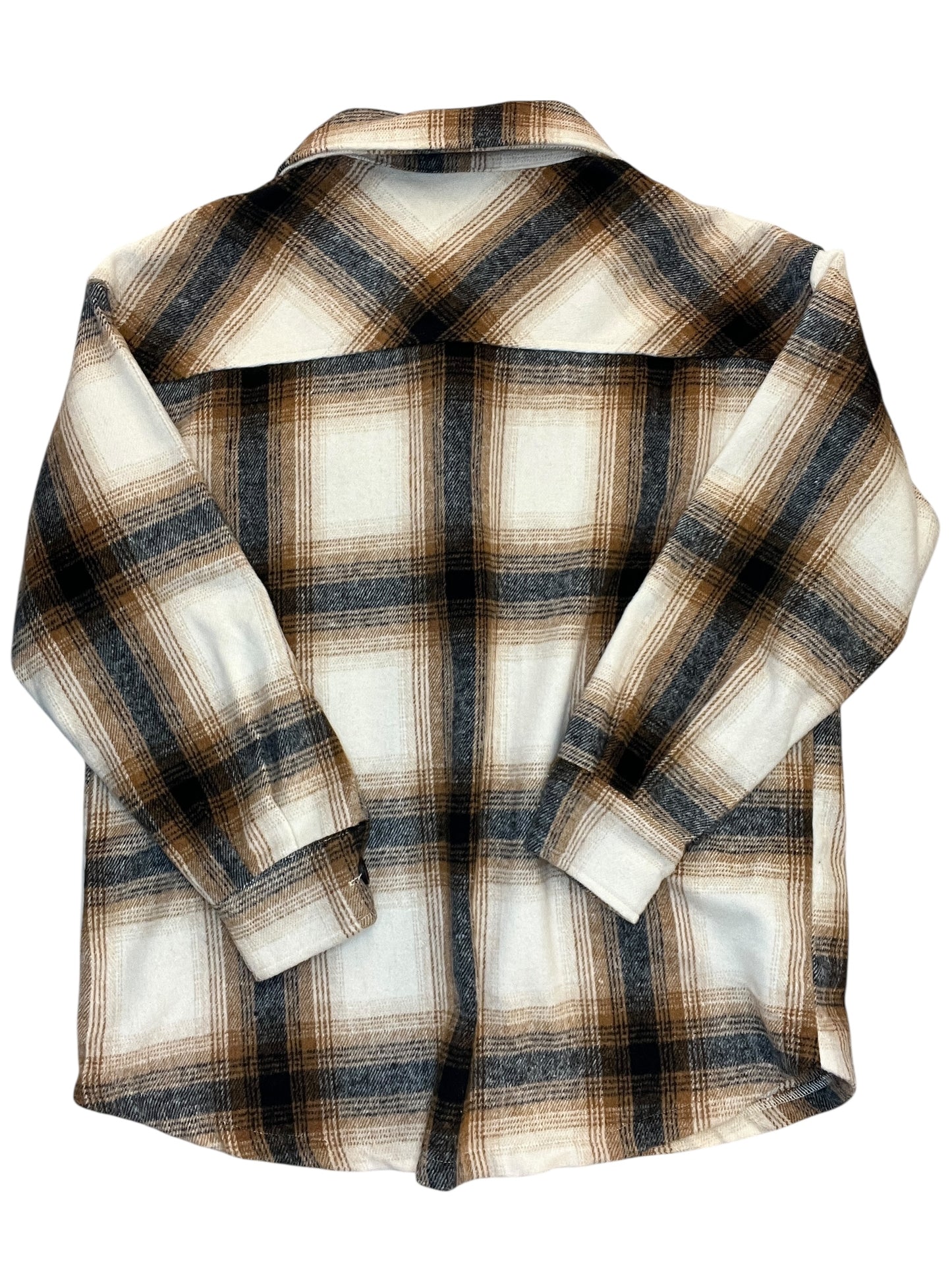 Jacket Fleece By Zenana In Plaid Pattern, Size:M