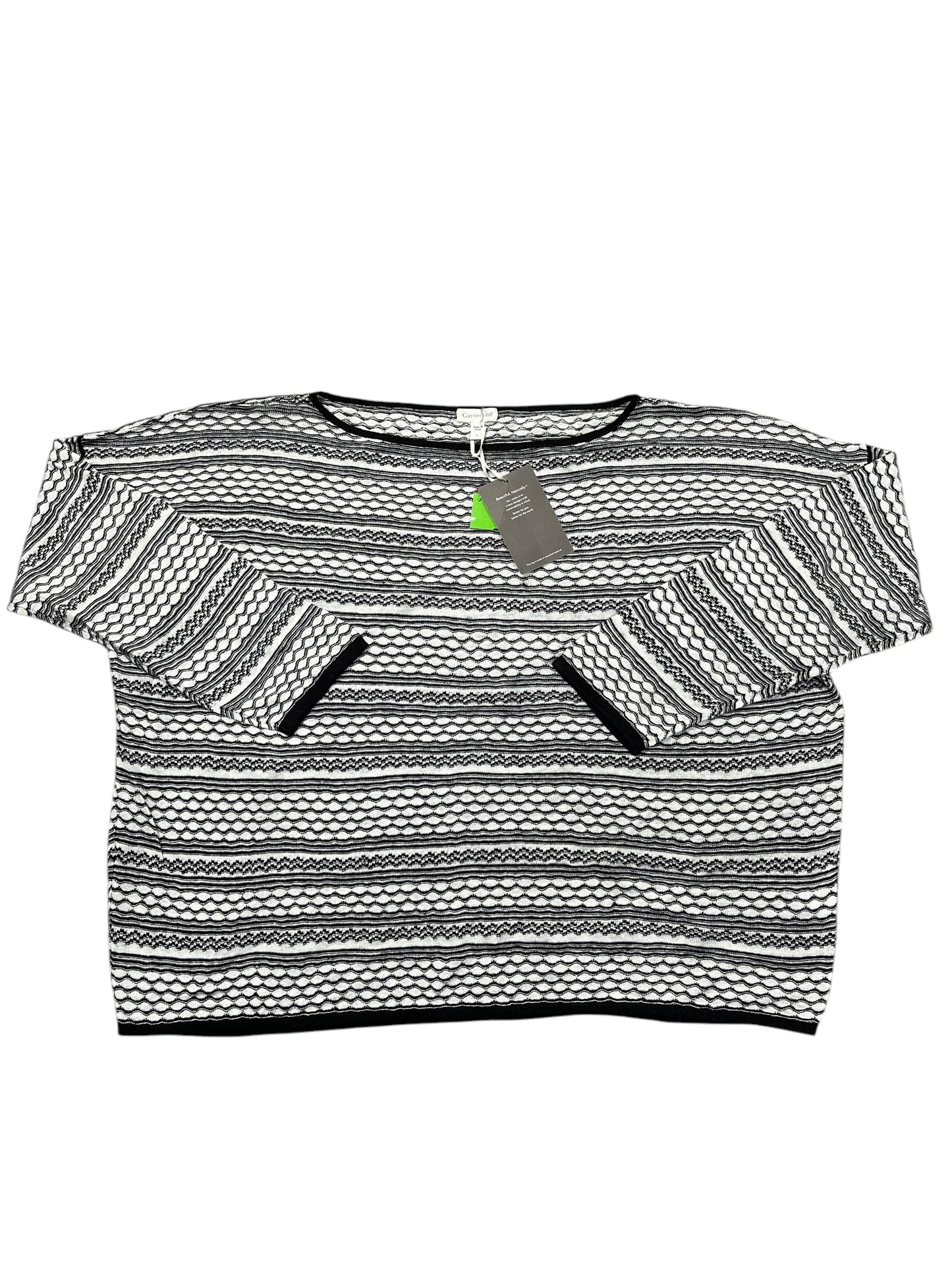 Top Ls By Garnet Hill In Black & Cream, Size:L