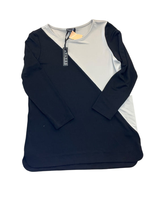 Top 3/4 Sleeve By   Clothes Mentor In Black & Tan, Size:S