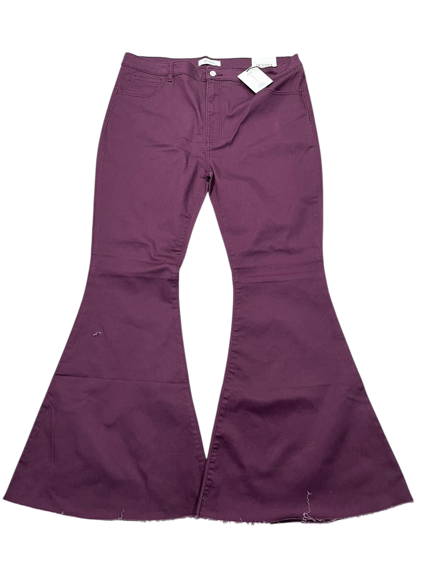 Jeans Flared By Zenana Outfitters In Purple Denim, Size:2X