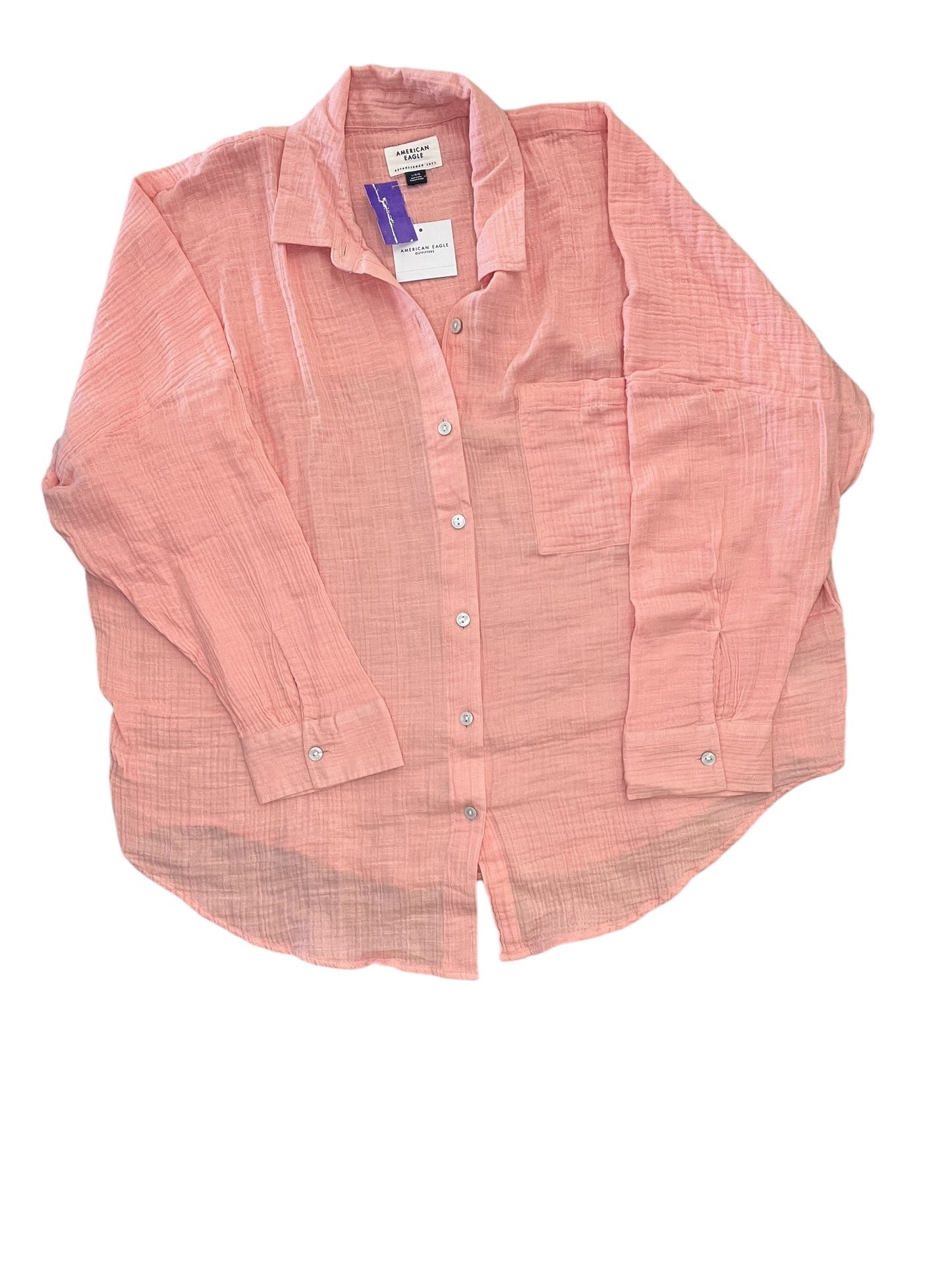 Blouse Ls By American Eagle In Pink, Size:L