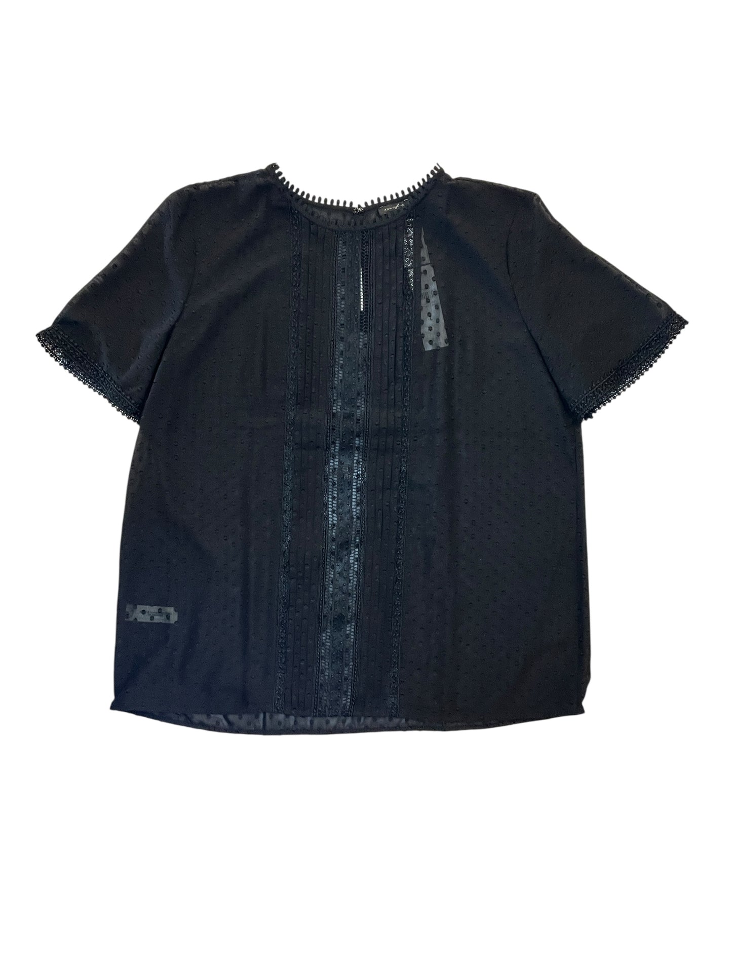 Blouse Ss By Ann Taylor In Black, Size:L