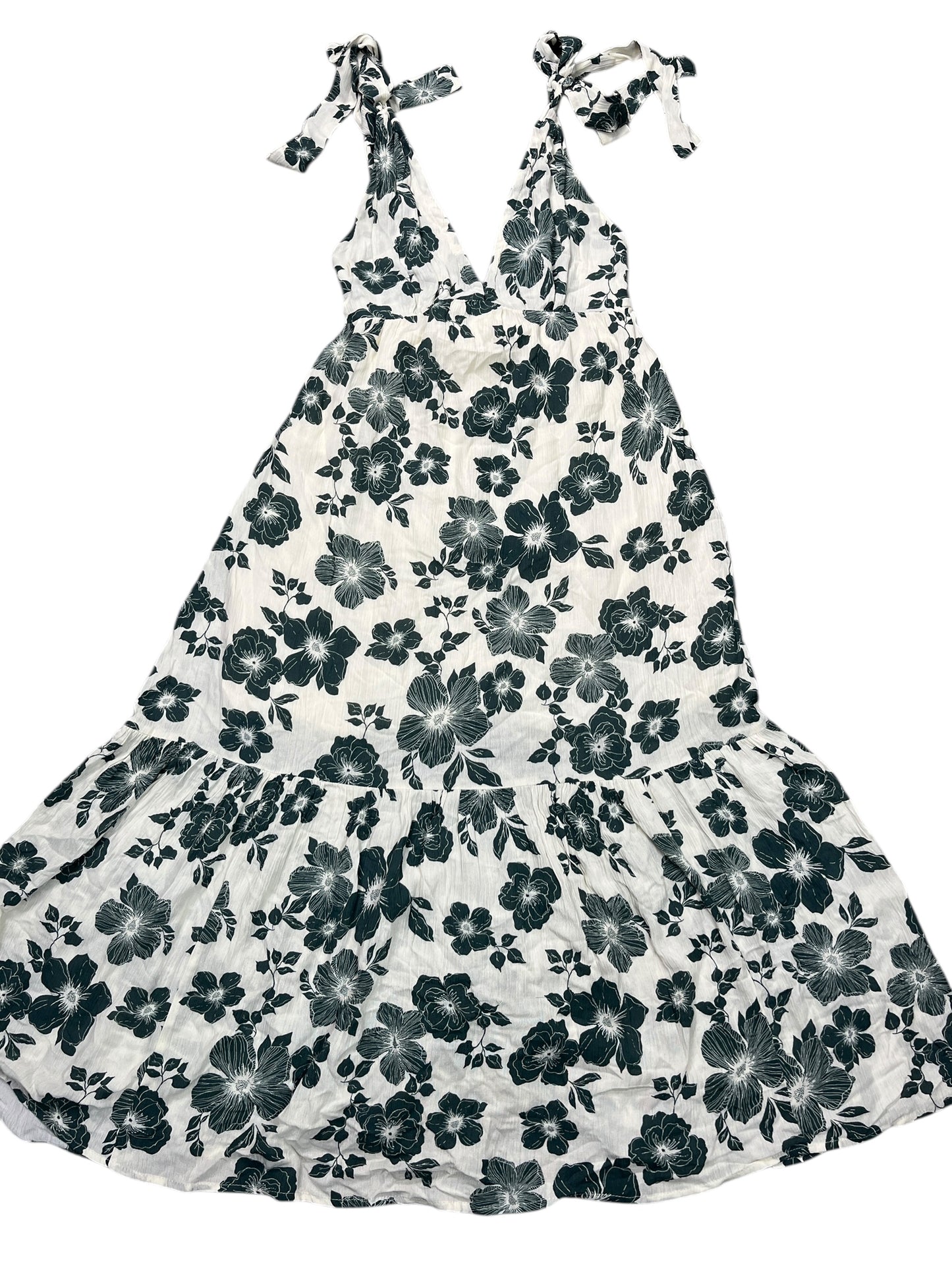 Dress Casual Midi By Abercrombie And Fitch In Grey & White, Size:Xsp