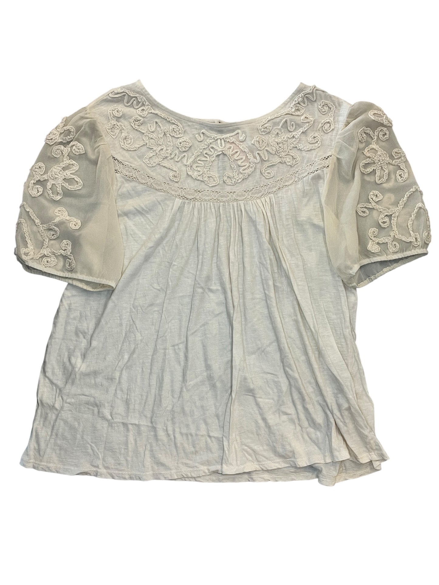 Blouse Ss By Anthropologie In Cream, Size:L