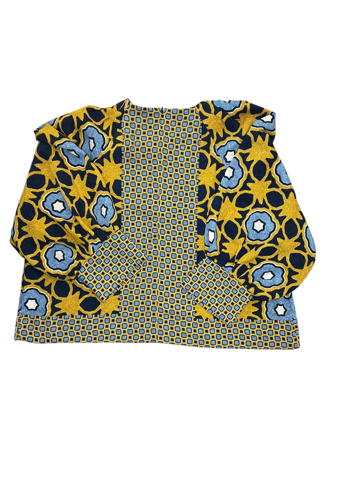 Blouse Ls By Chicos In Blue & Yellow, Size:Xxl