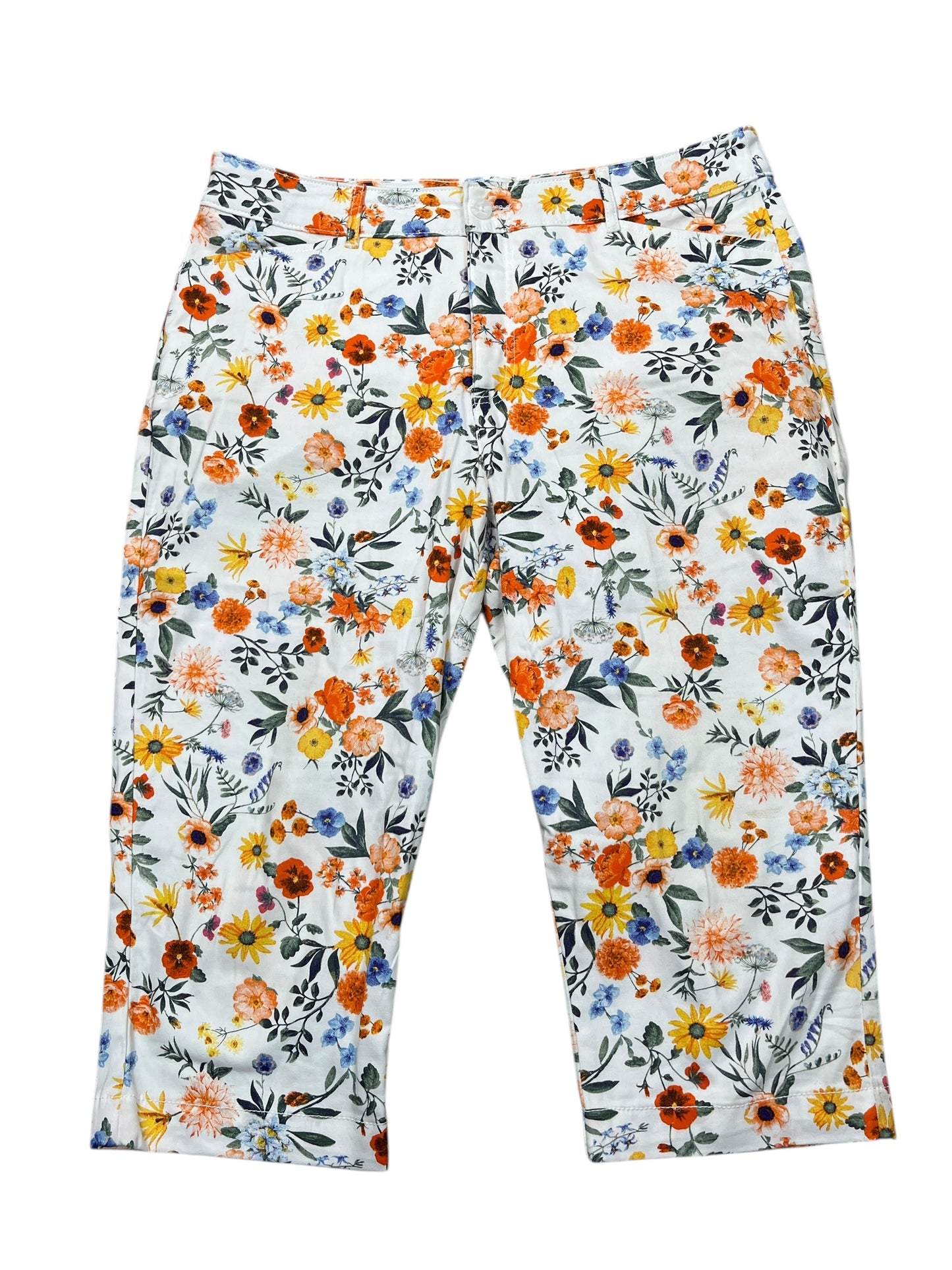 Pants Cropped By St Johns Bay In Floral Print, Size:Xl
