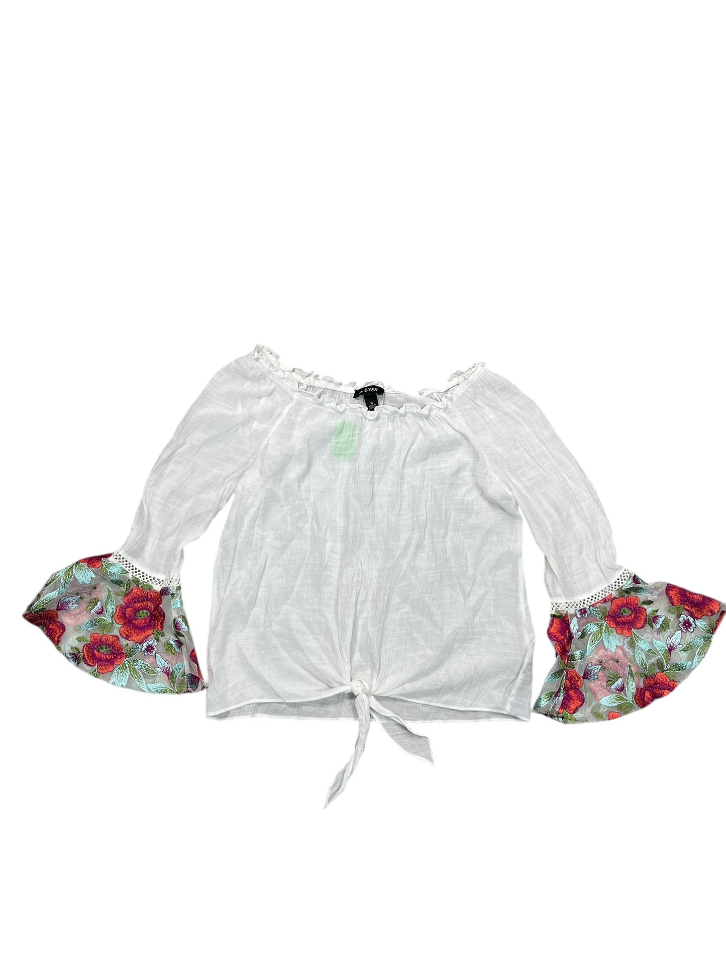Top 3/4 Sleeve Basic By A Byer In White, Size:M