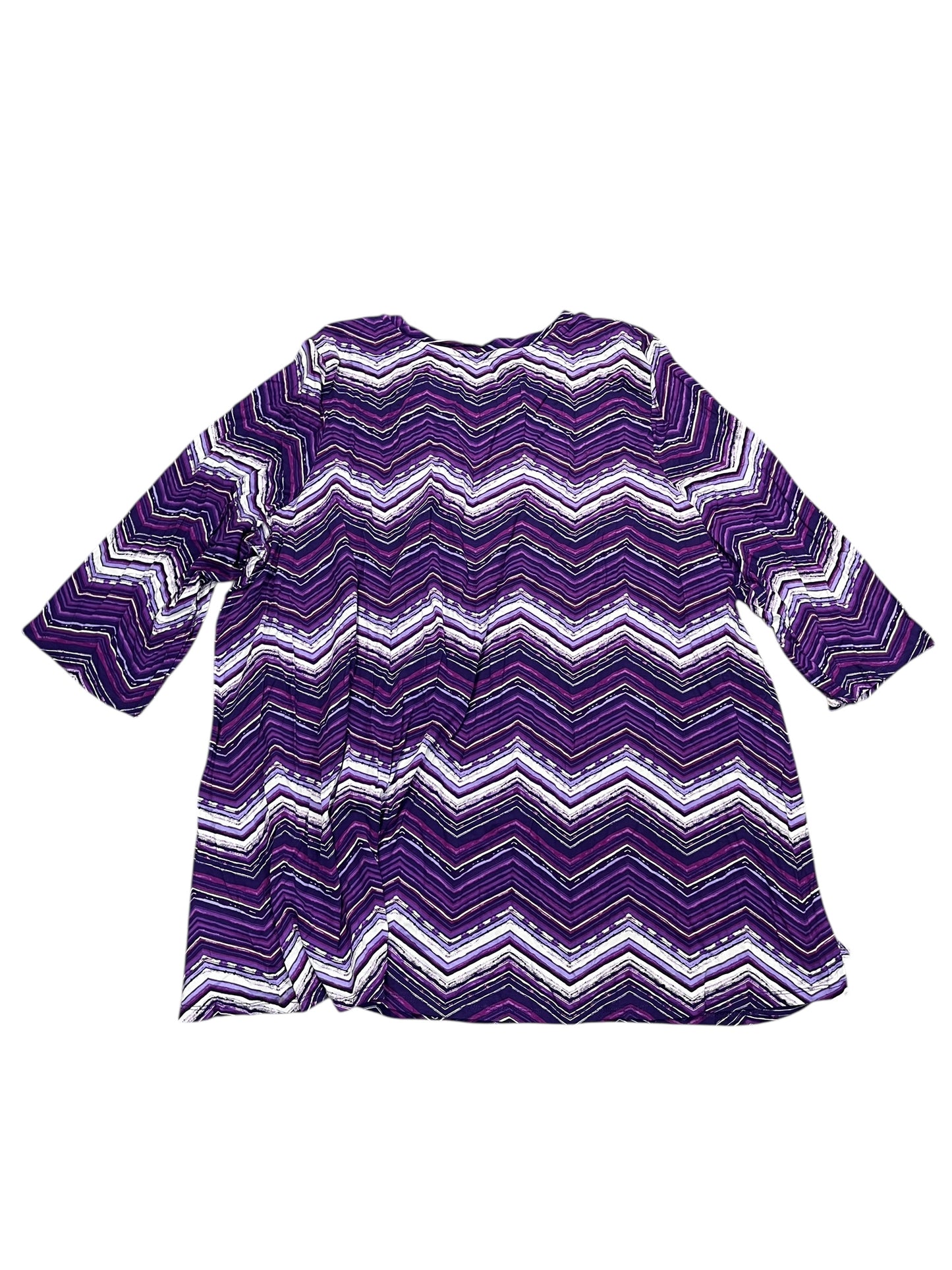 Top 3/4 Sleeve By Jessica London In Purple, Size:3X