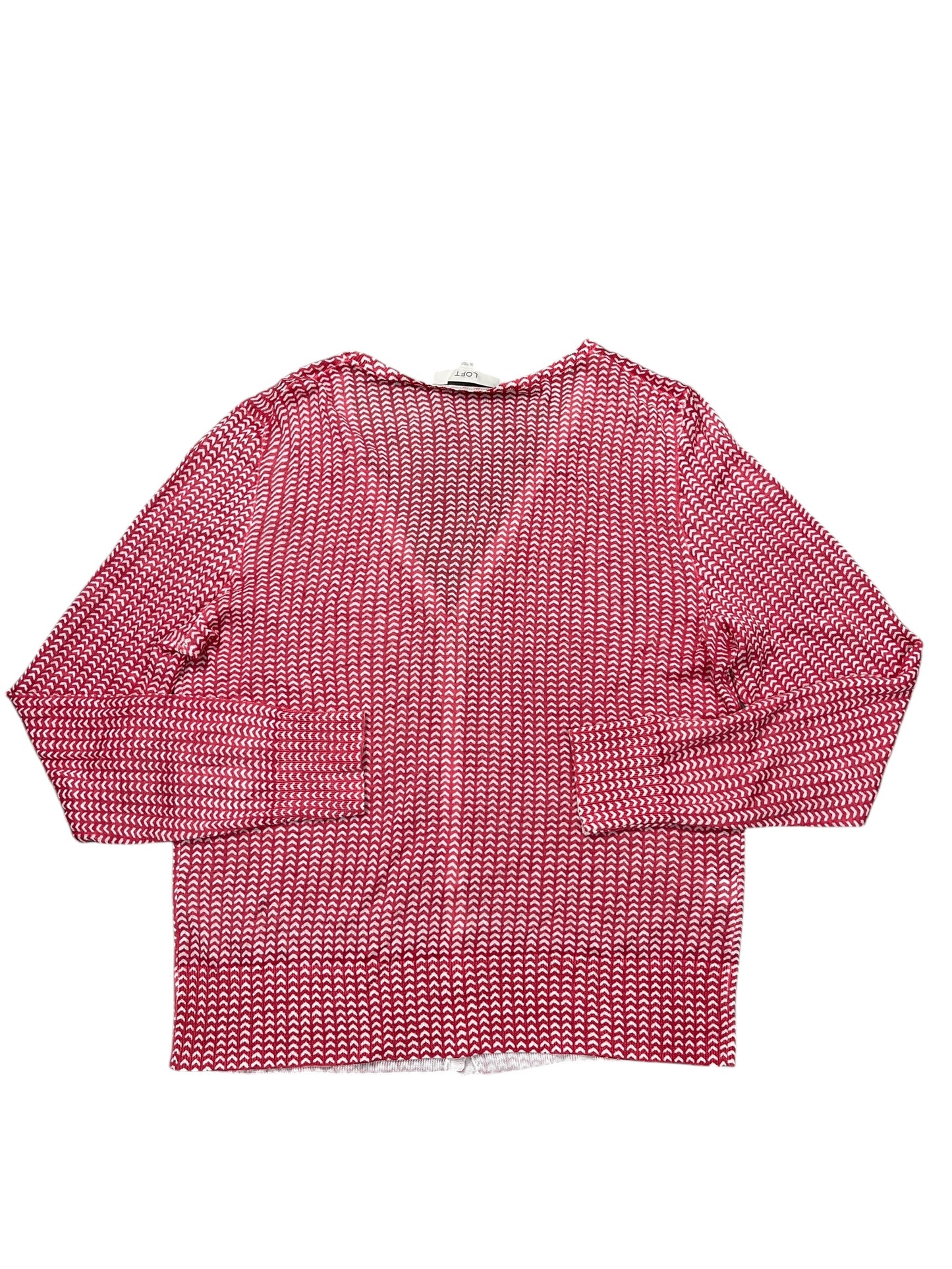 Cardigan By Loft In Red & White, Size:Xl