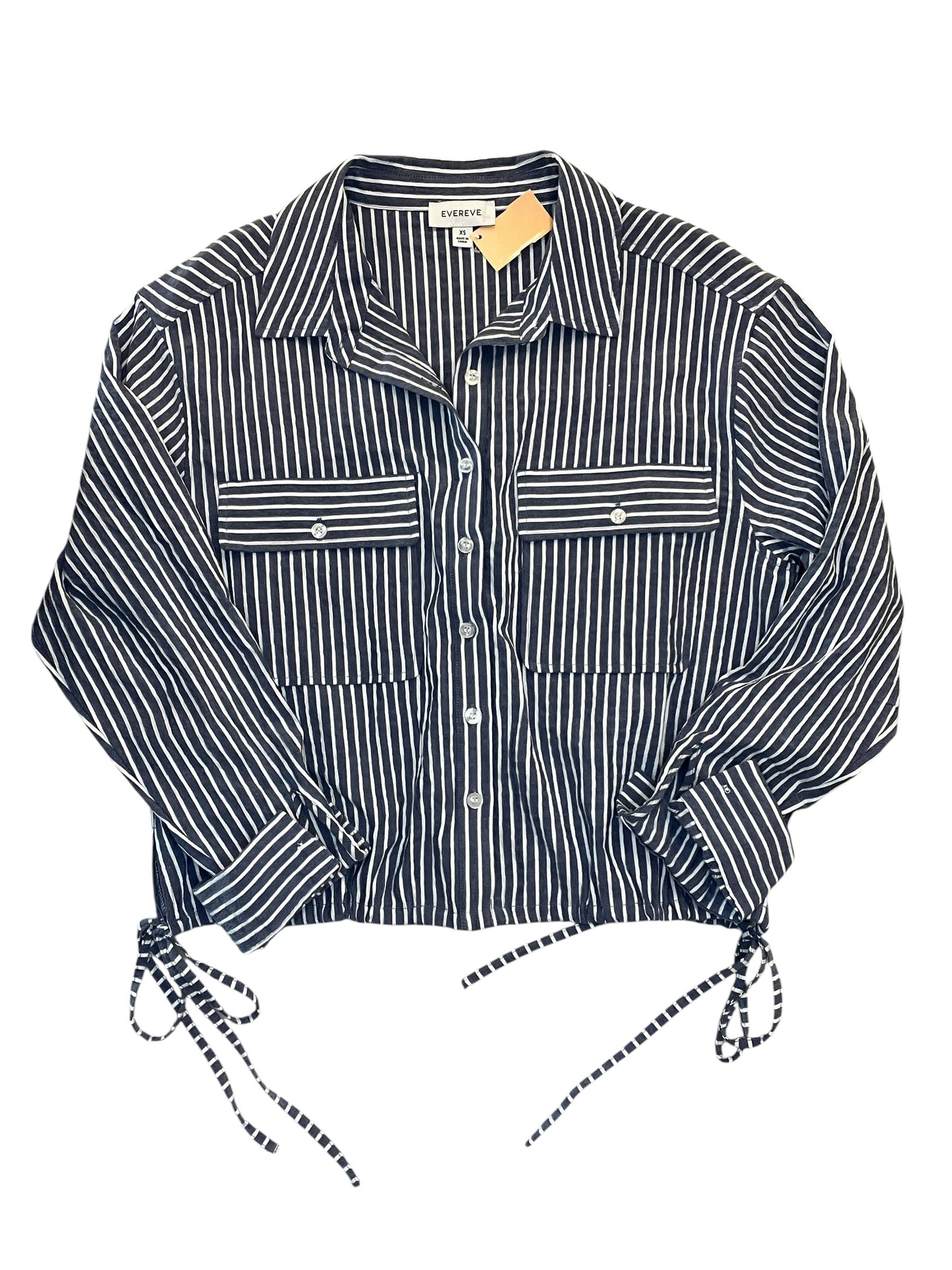 Blouse Ls By Evereve In Striped Pattern, Size:Xs