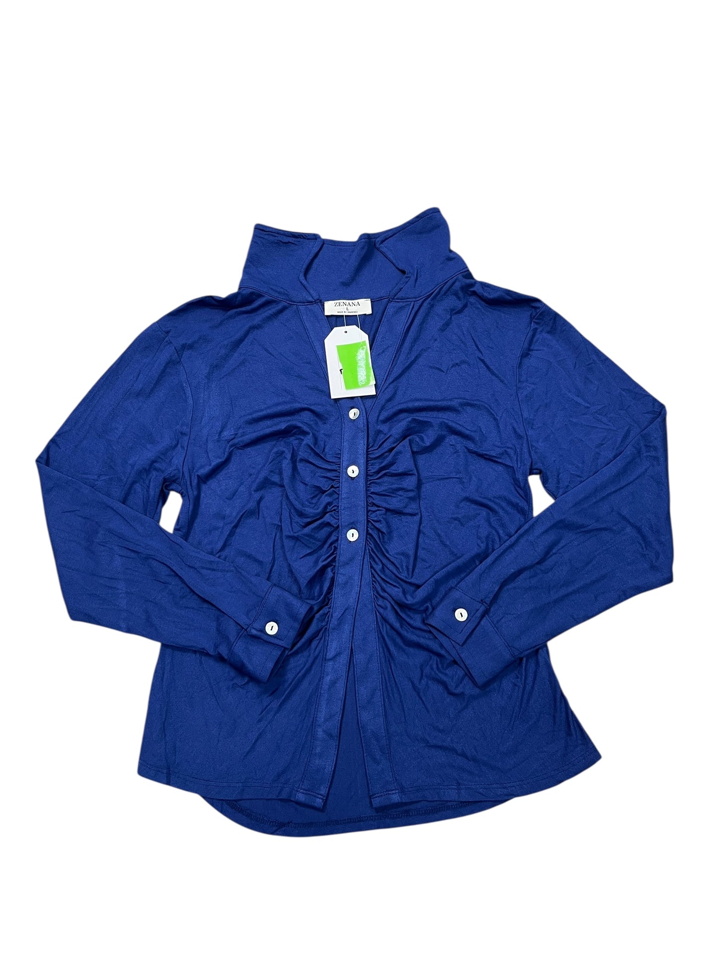 Top Ls By Zenana Outfitters In Blue, Size:L